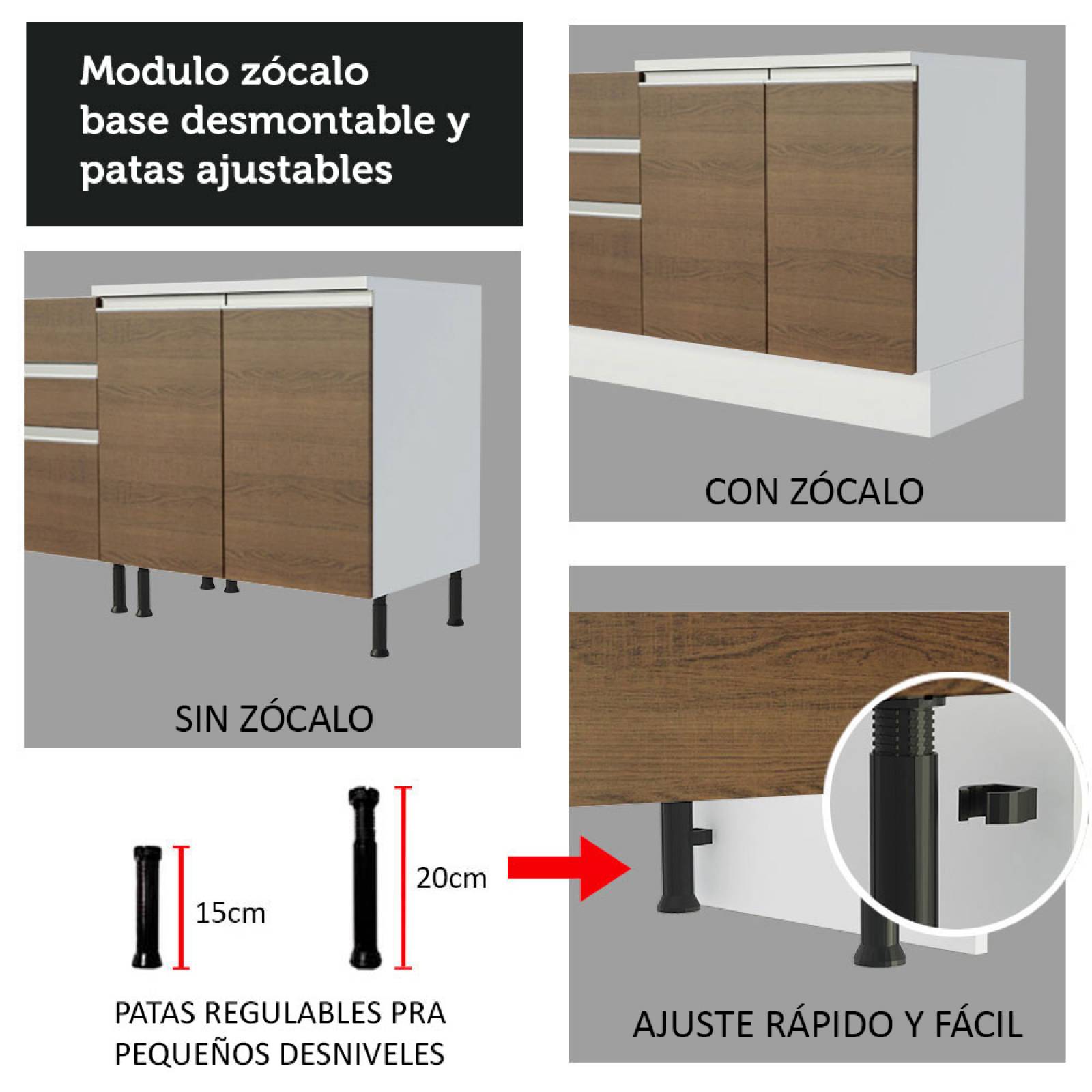 Mueble de Cocina Integral Esquinera 269cm Glamy Madesa 01