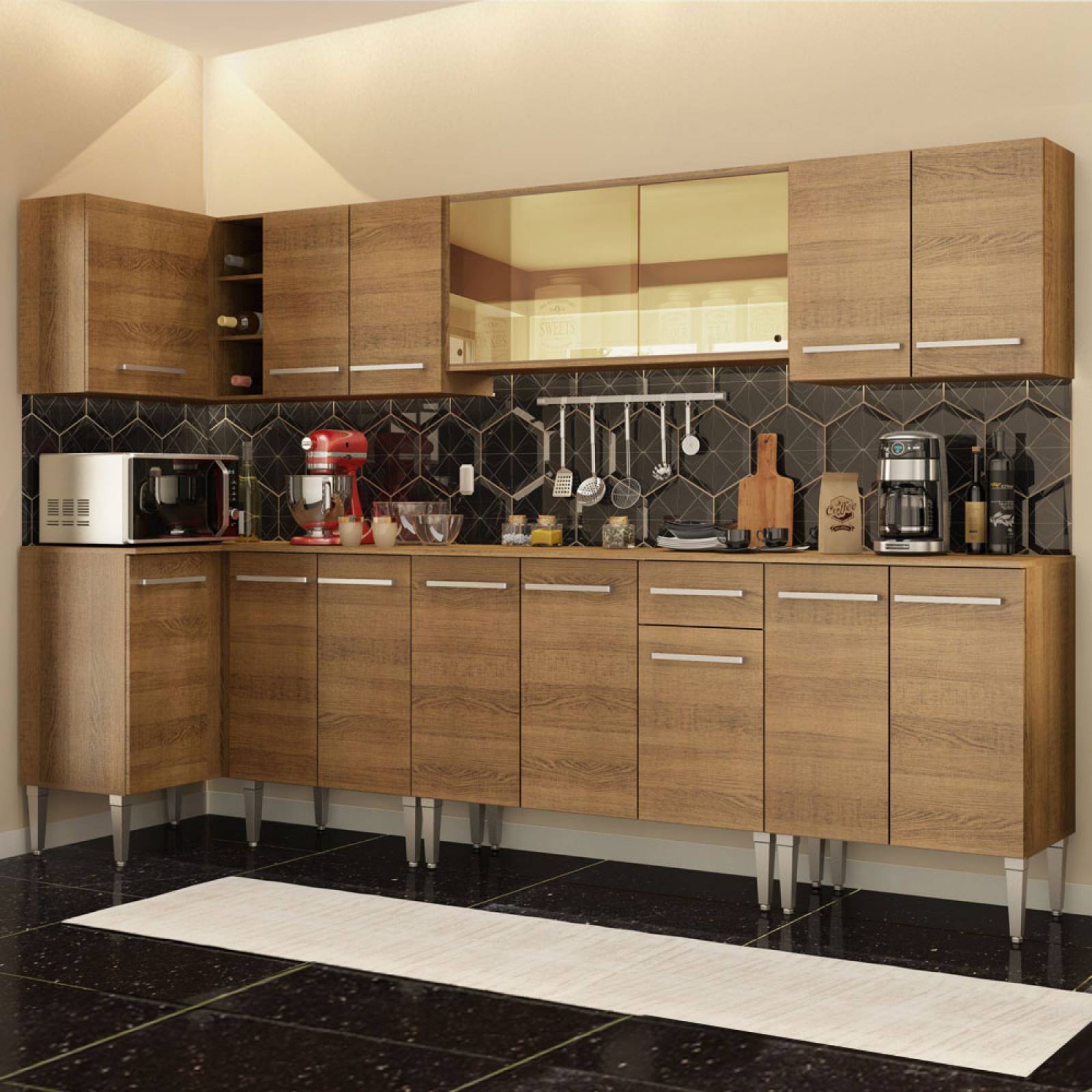 Mueble de Cocina Integral Esquinera 357cm Emilly Mega Madesa 03