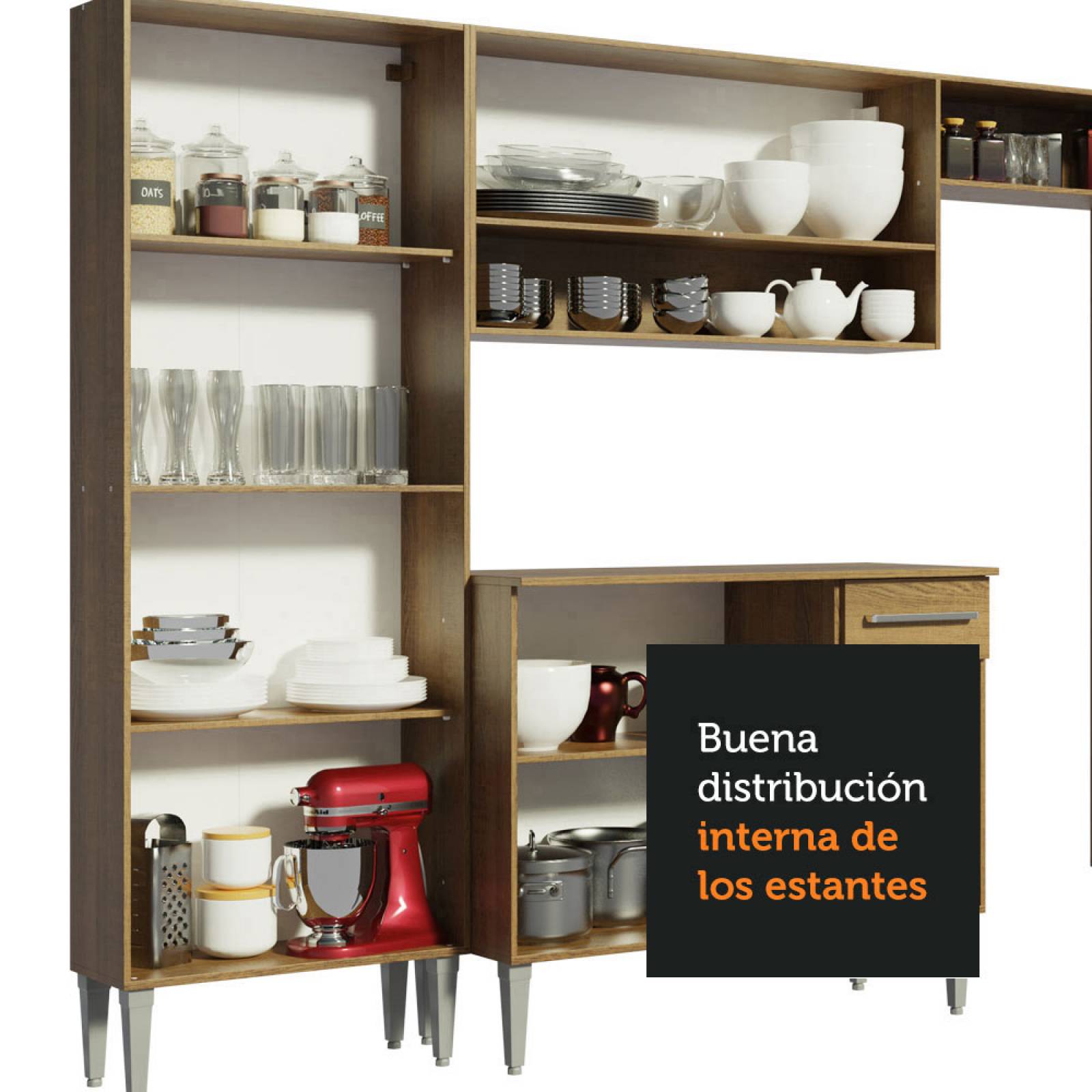 Mueble de Cocina Integral Esquinera 357cm Emilly Mega Madesa 03