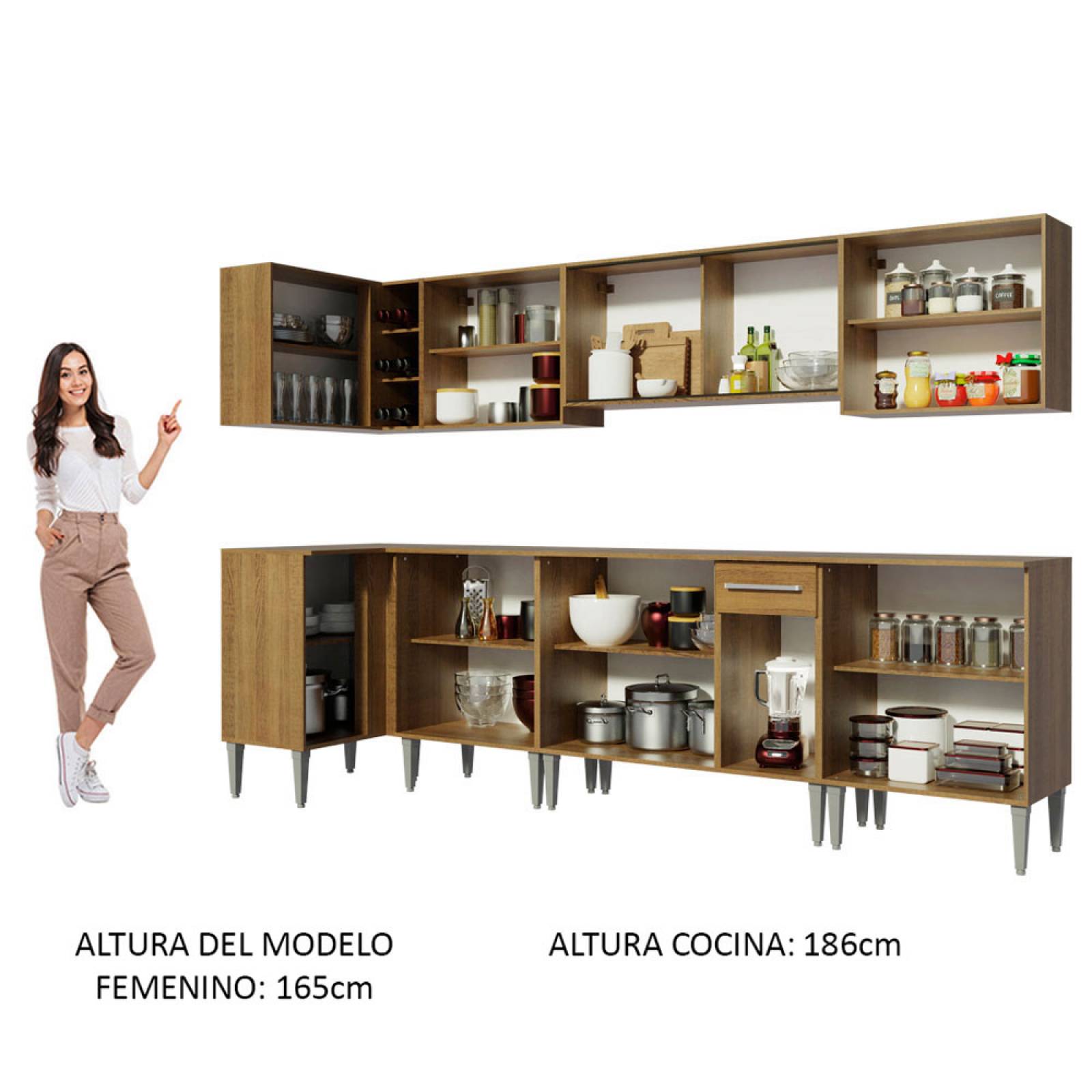 Mueble de Cocina Integral Esquinera 357cm Emilly Mega Madesa 03