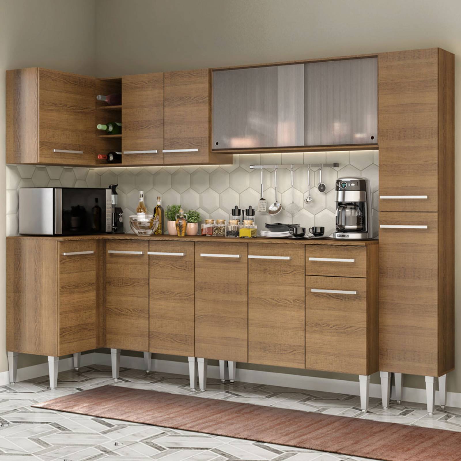 Mueble de Cocina Integral Esquinera 325cm Emilly Space Madesa 03
