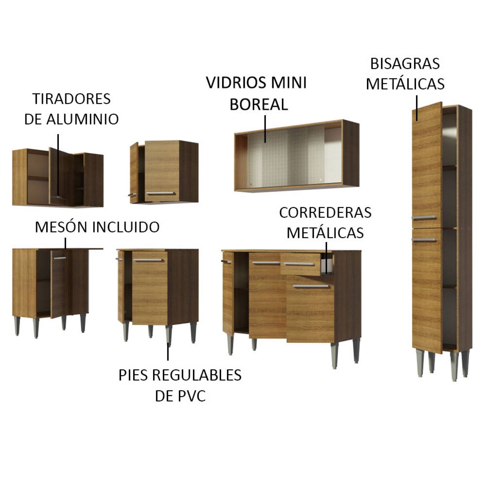 Mueble de Cocina Integral Esquinera 325cm Emilly Space Madesa 03