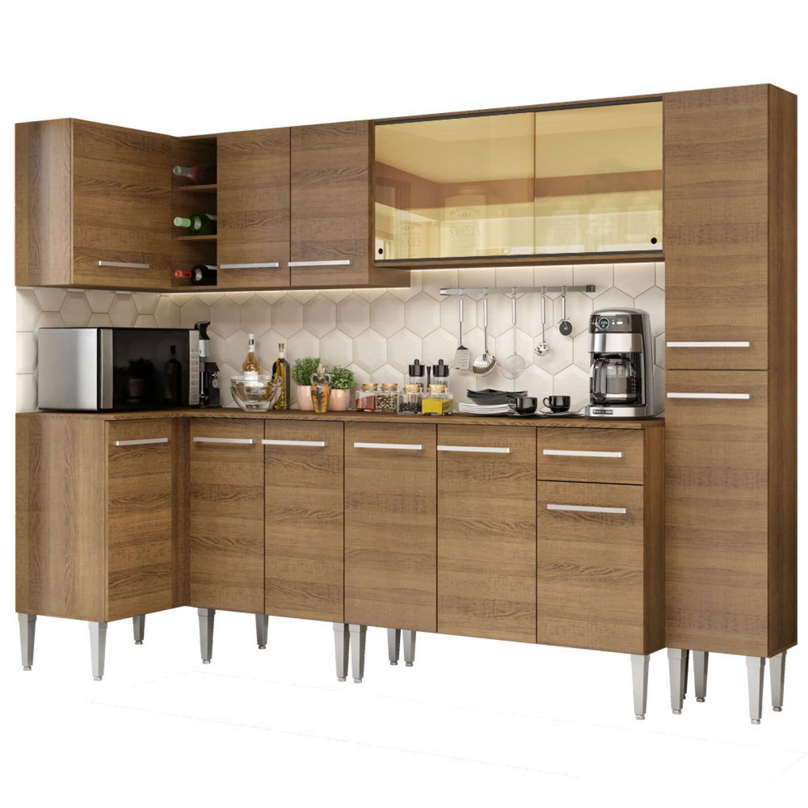 Mueble de Cocina Integral Esquinera 325cm Emilly Wave Madesa 04