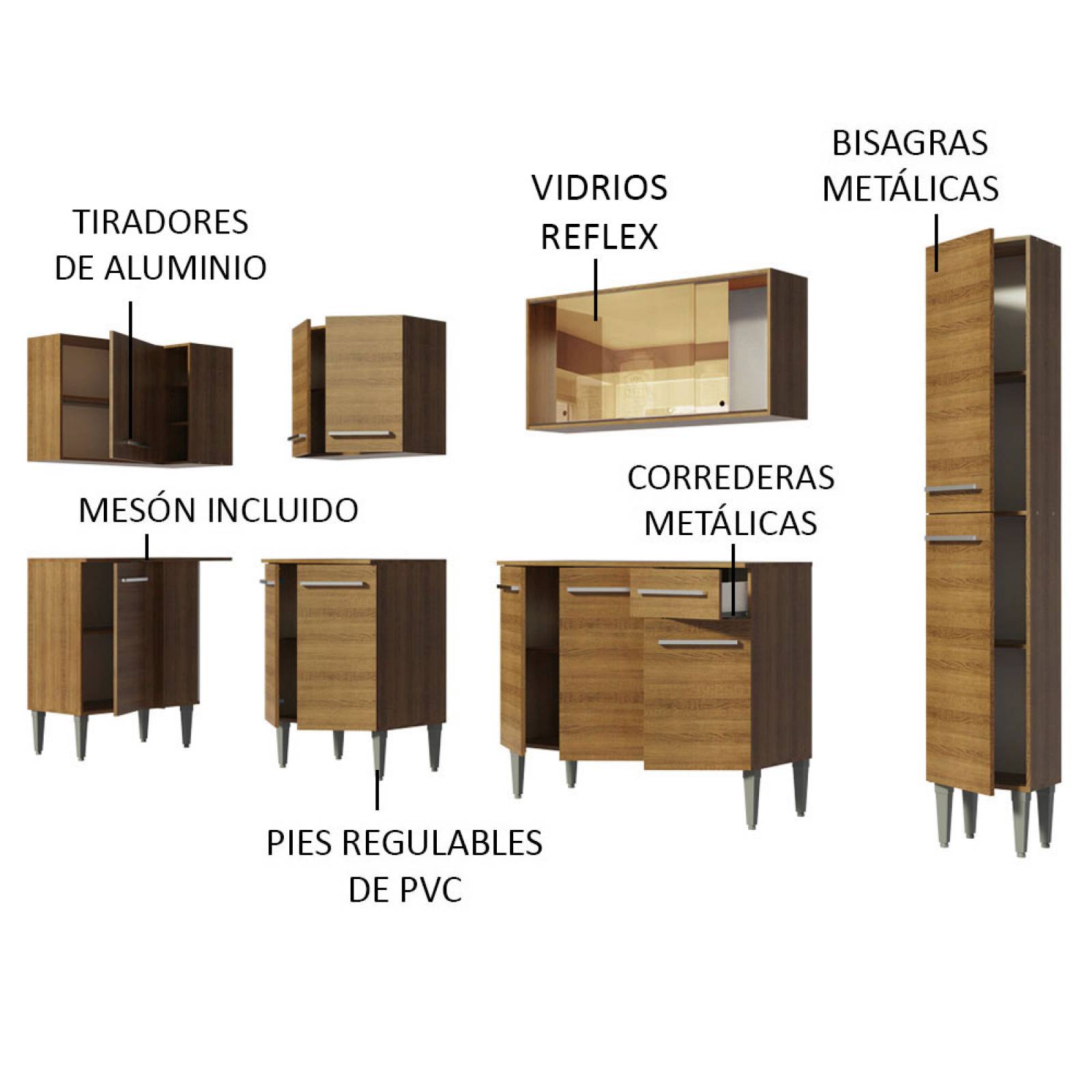 Mueble de Cocina Integral Esquinera 325cm Emilly Wave Madesa 04