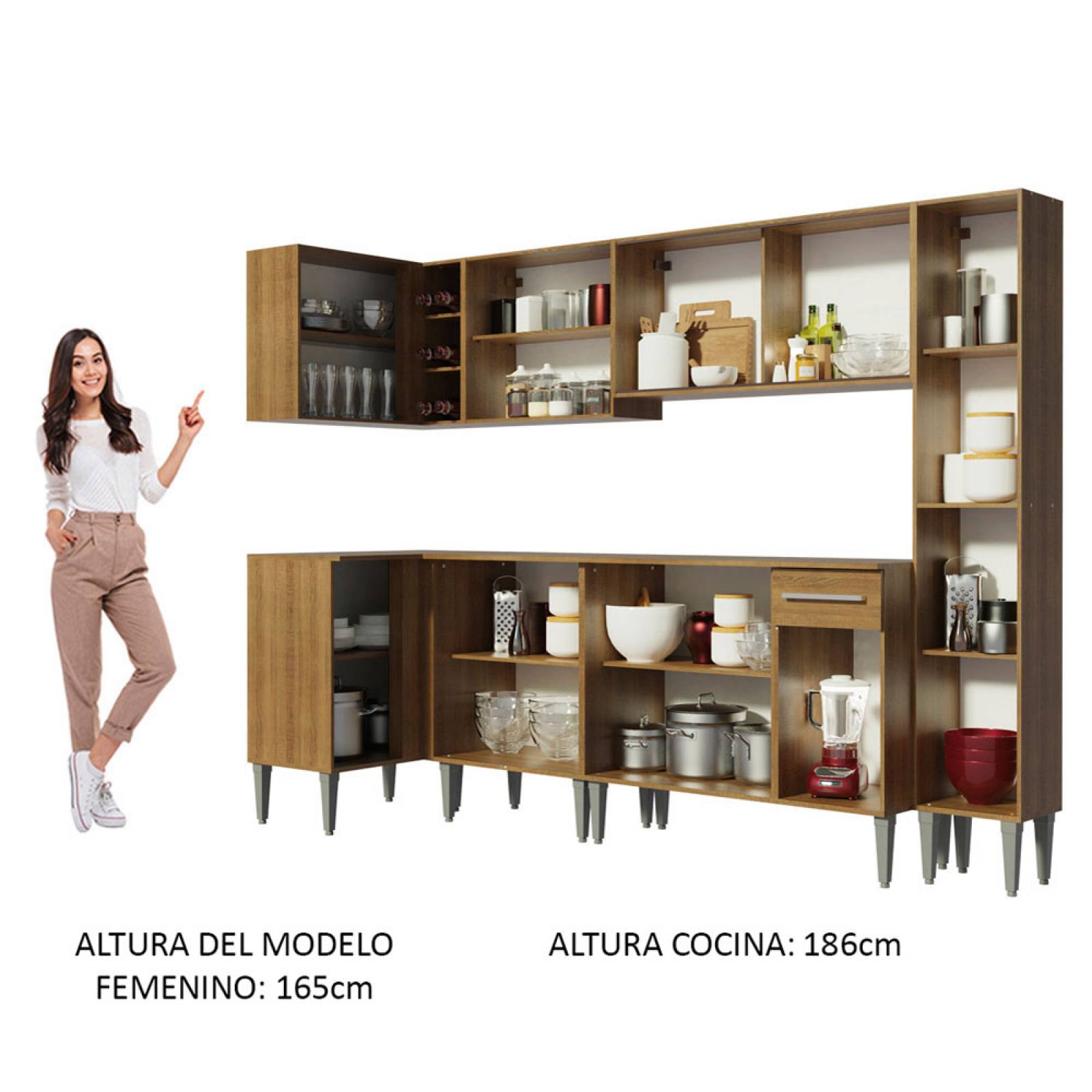 Mueble de Cocina Integral Esquinera 325cm Emilly Wave Madesa 04
