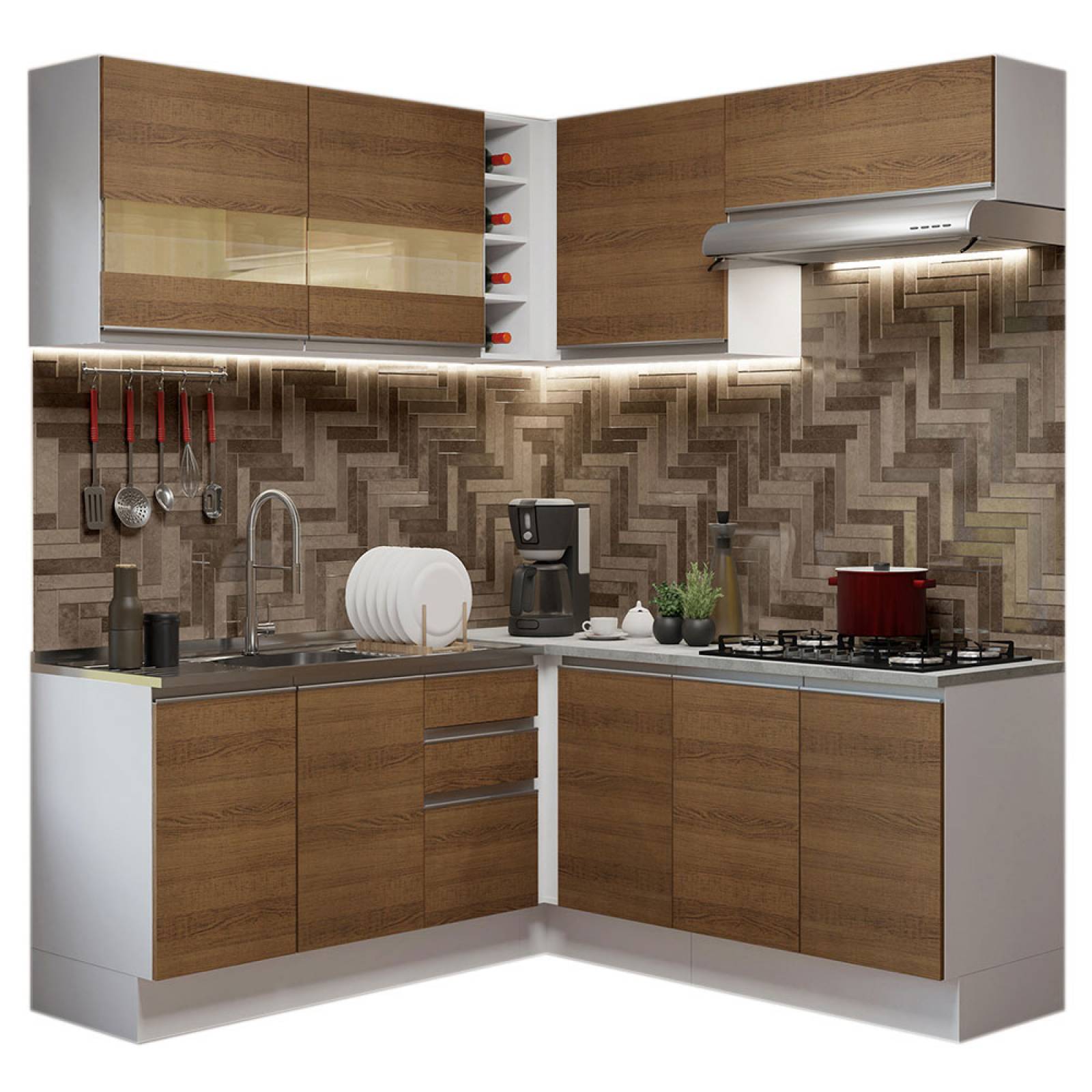 Mueble de Cocina Integral Esquinera Madesa 349cm Glamy 01