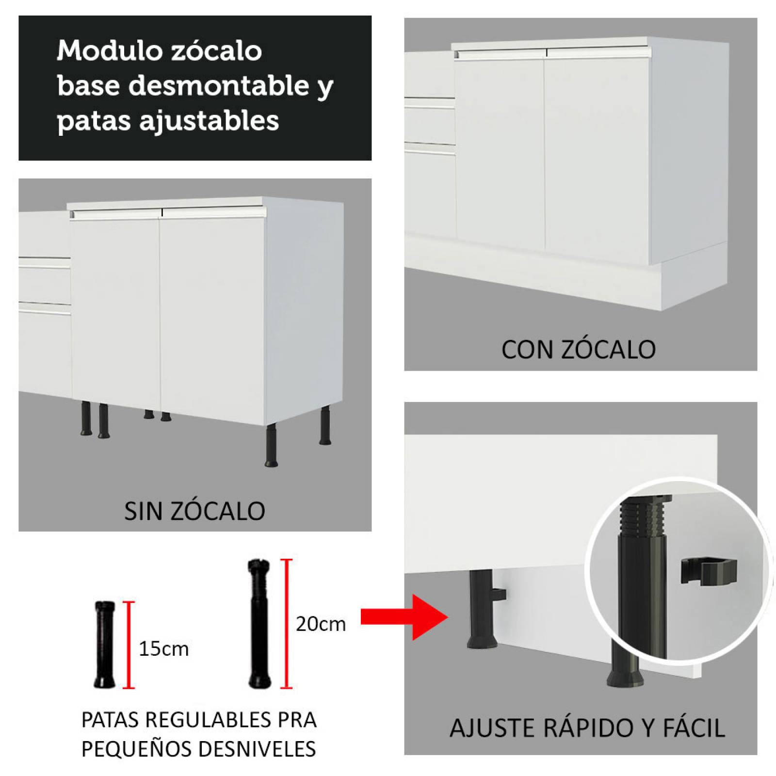 Mueble de Cocina Integral 270 cm Blanco Atenas Madesa 03.