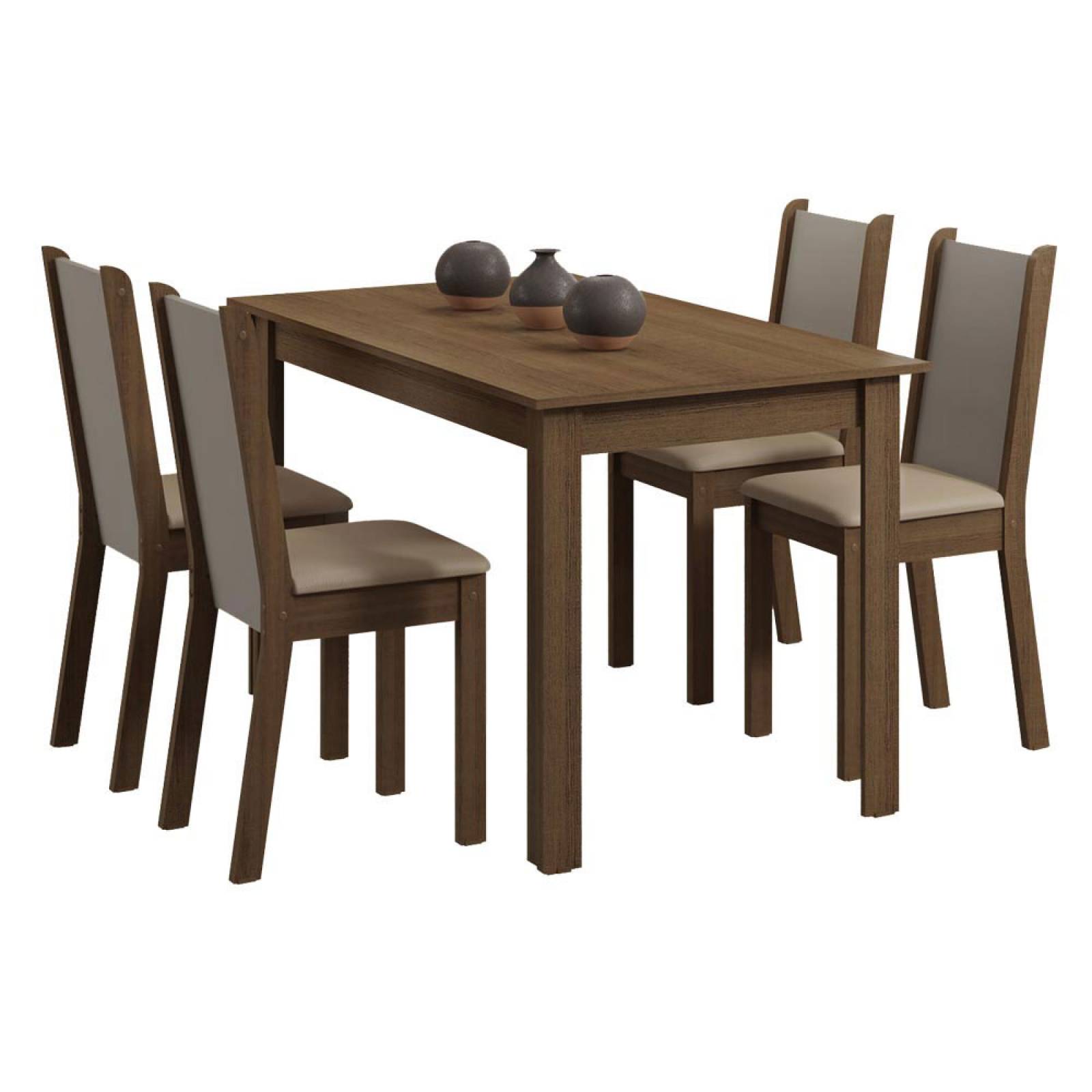 Madesa Juego de Comedor Mesa con Tablero de Madera 4 Sillas Livia