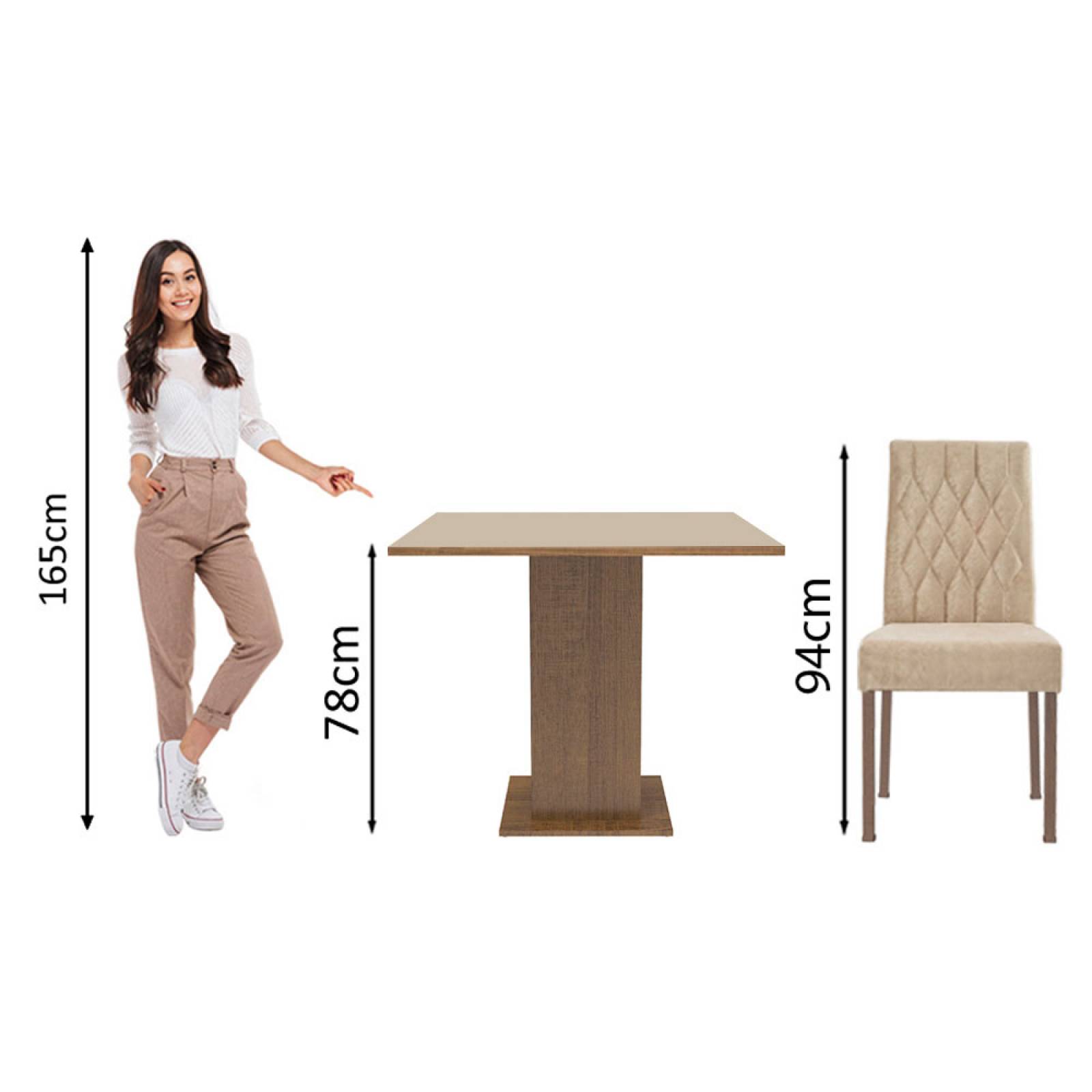 Juego de Comedor Madesa Livia Mesa con Tablero de Madera y 4 Sillas Marrón/Crema/Imperial