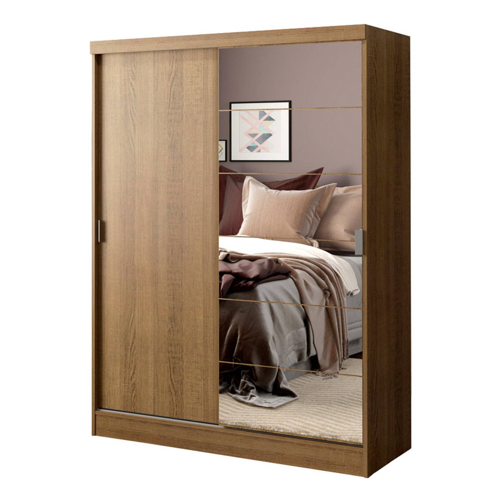 Ropero Madesa Luke 2 Puertas Correderas 1 con Espejo Blanco