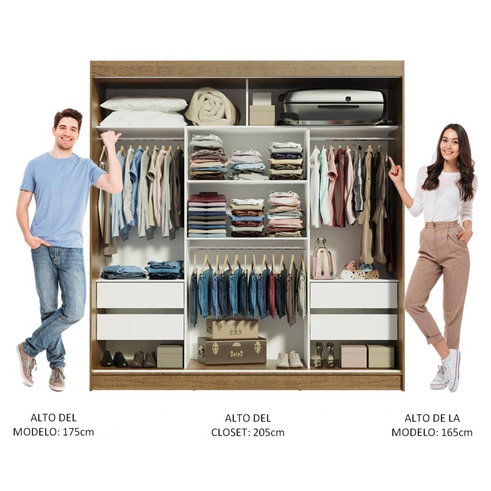 Ropero Madesa Reno 3 Puertas Correderas Marrón