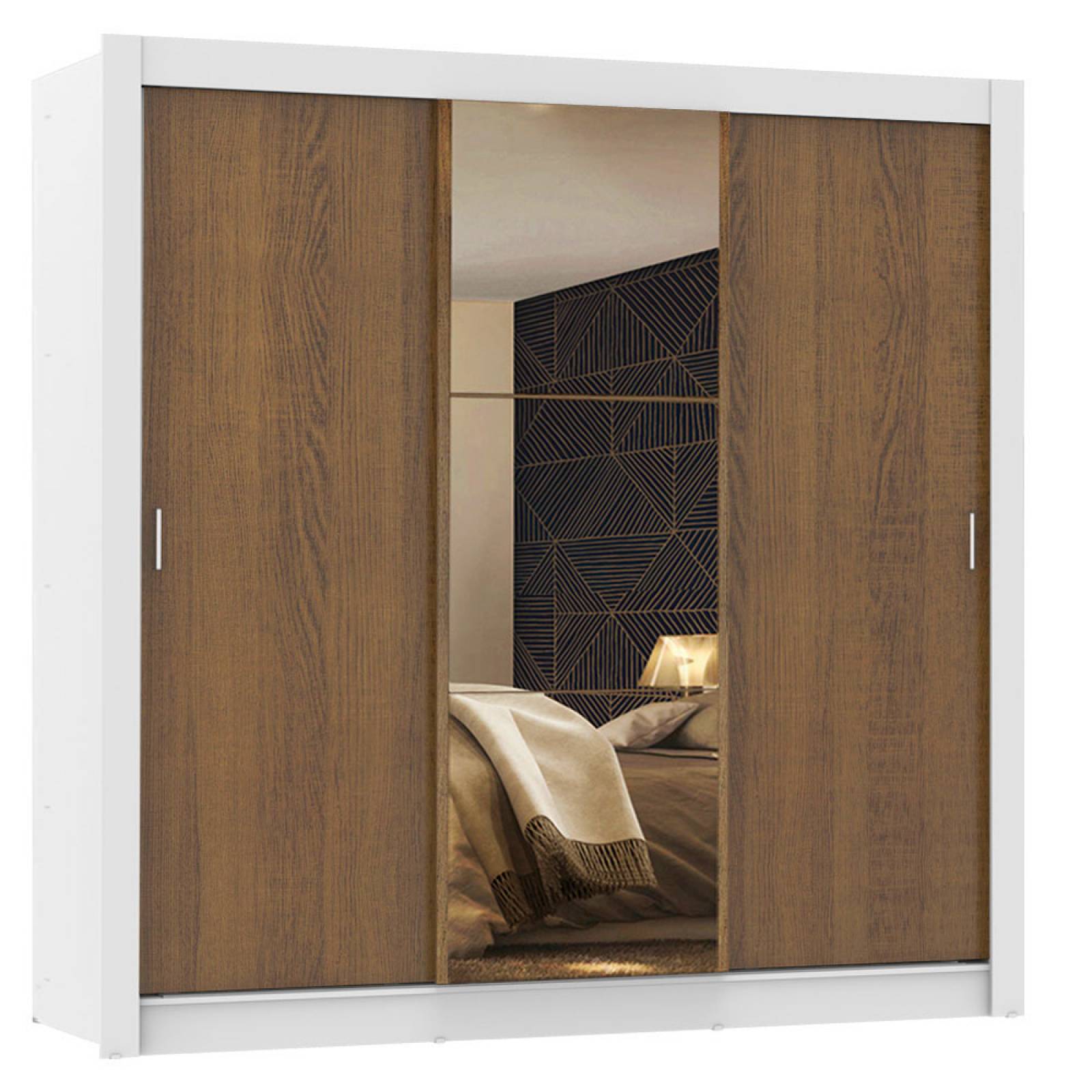 Ropero Madesa Mônaco 3 Puertas Correderas 1 con Espejo Marrón