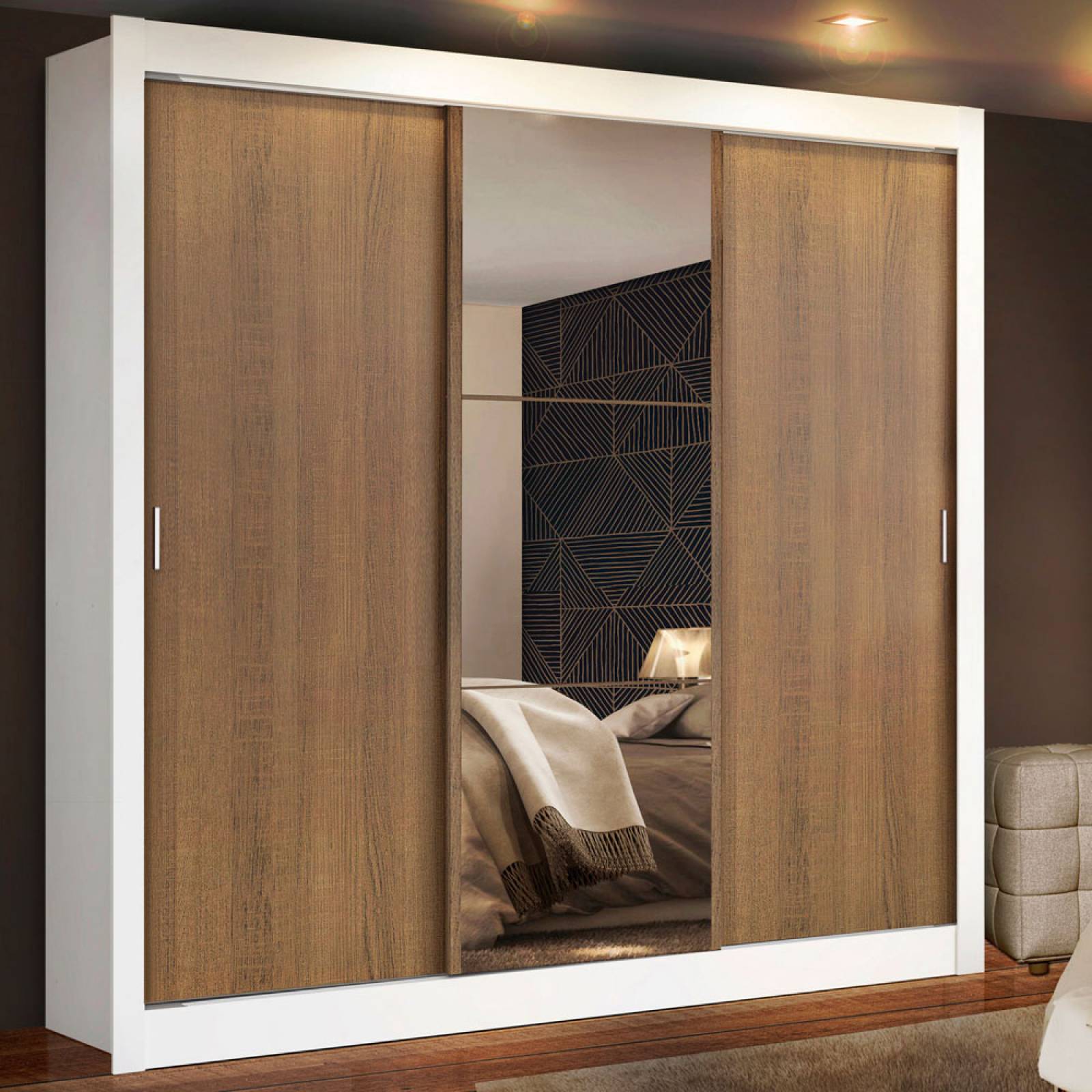 Ropero Madesa Mônaco 3 Puertas Correderas 1 con Espejo Marrón