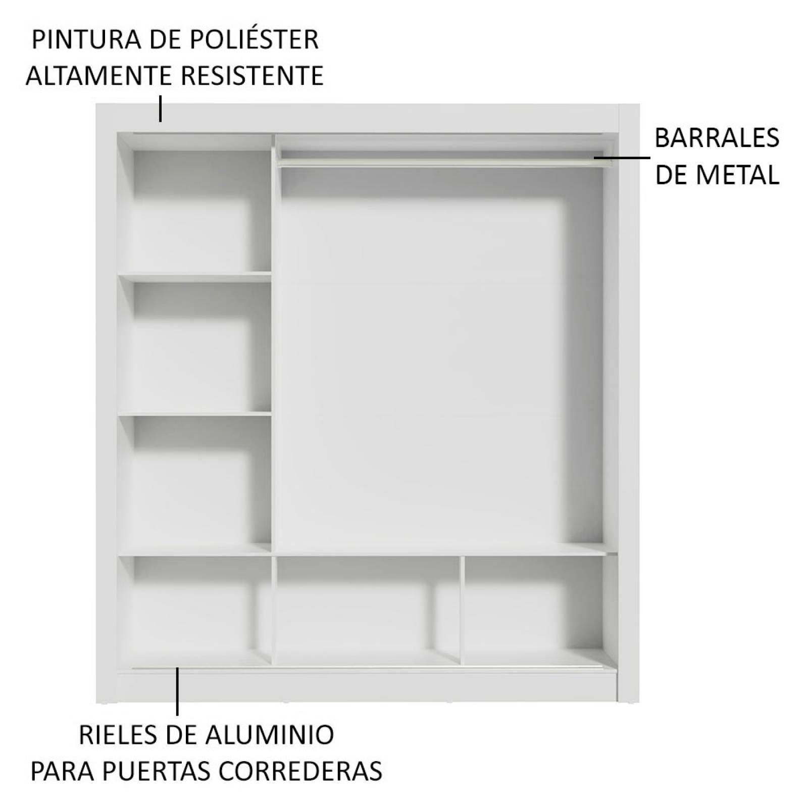 Ropero Madesa Mônaco 3 Puertas Correderas 1 con Espejo Marrón