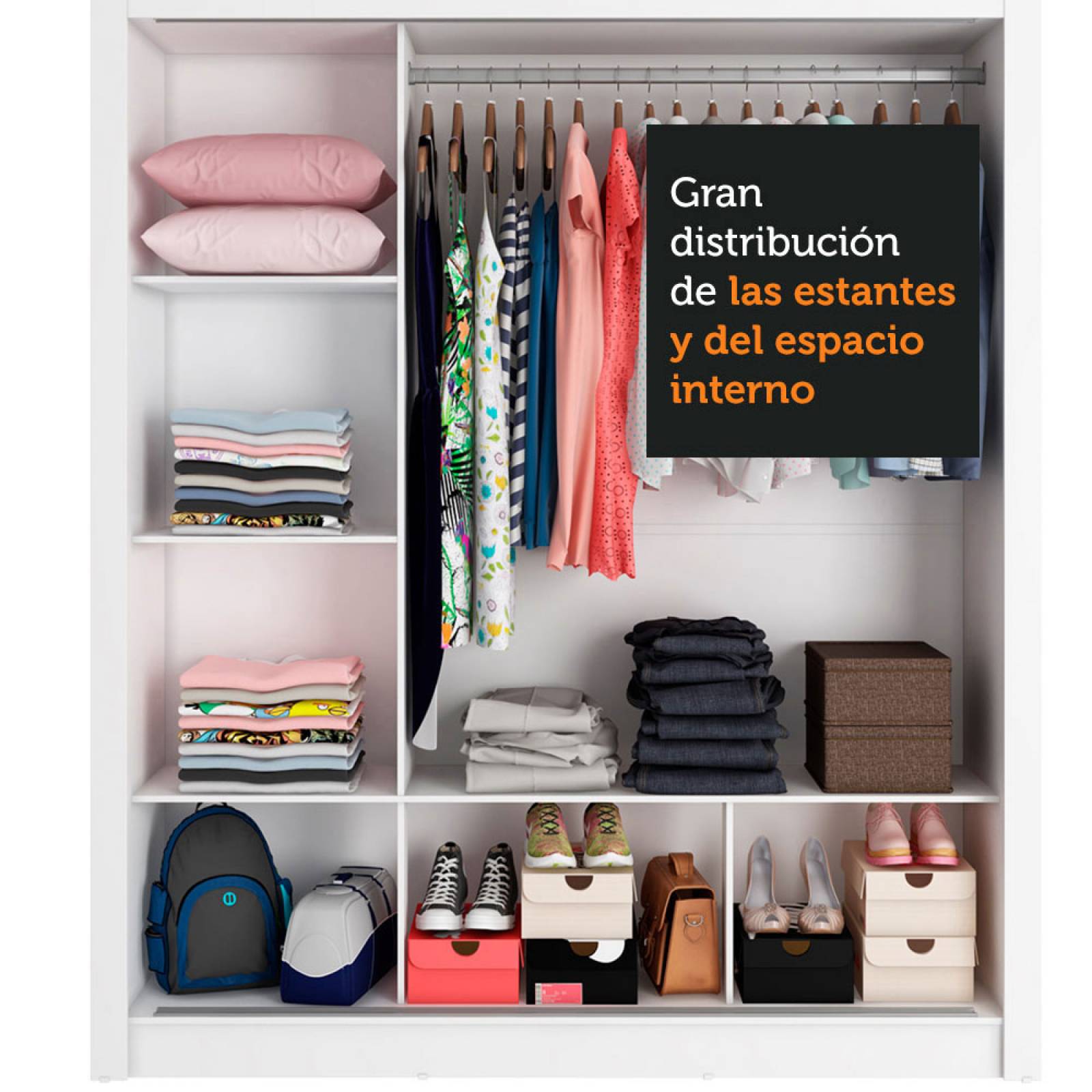 Ropero Madesa Mônaco 3 Puertas Correderas 1 con Espejo Marrón
