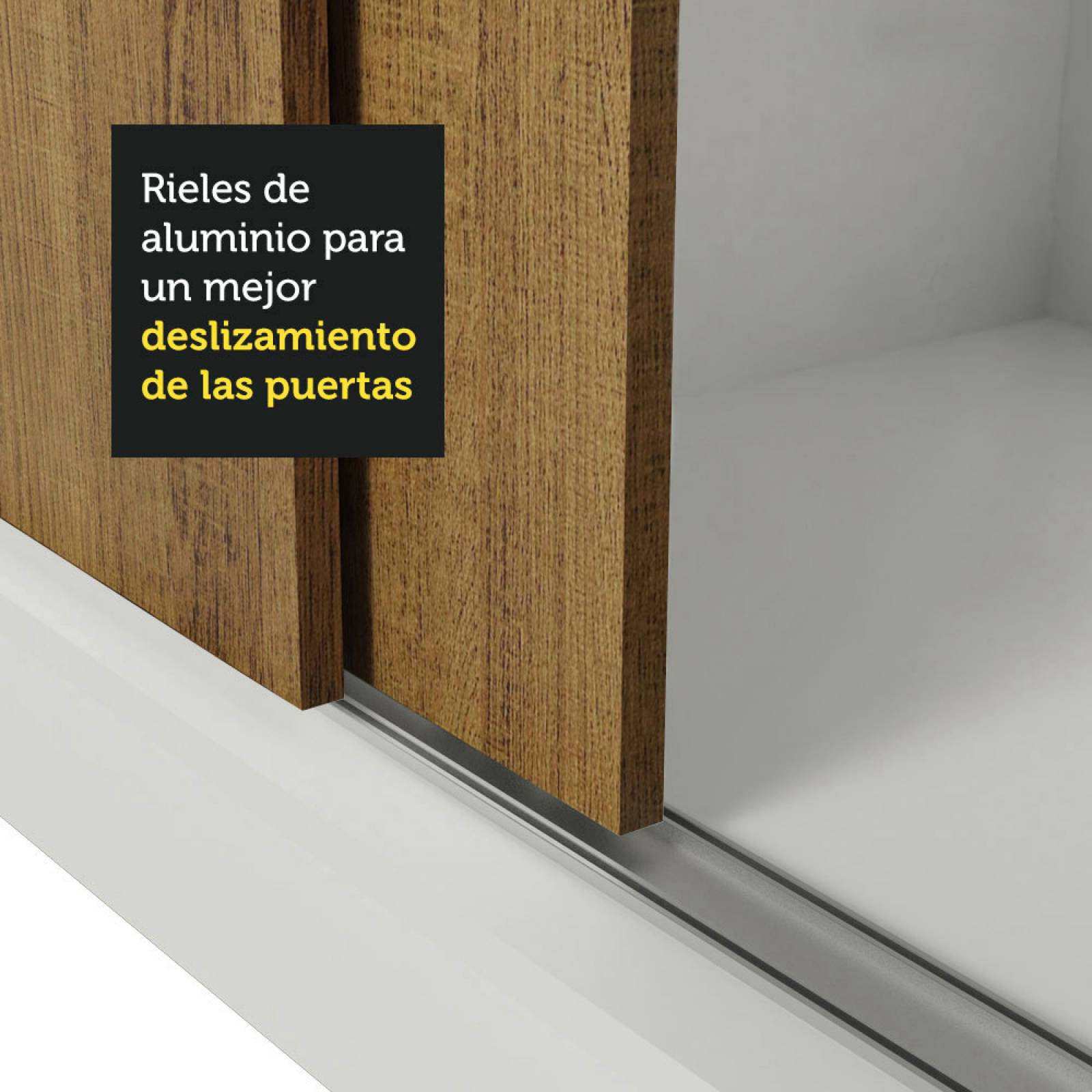 Ropero Madesa Mônaco 3 Puertas Correderas 1 con Espejo Marrón