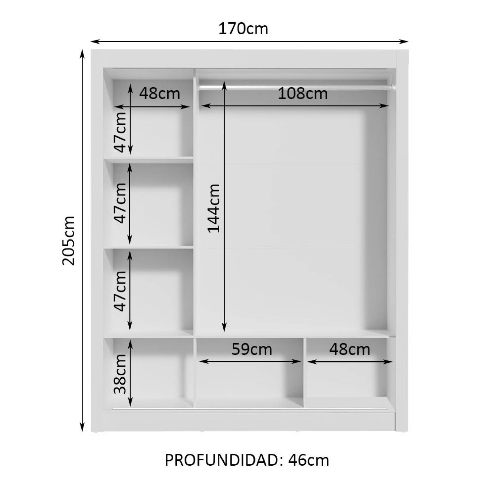 Ropero Madesa Mônaco 3 Puertas Correderas 1 con Espejo Marrón