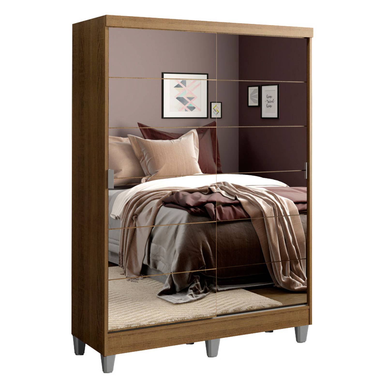 Ropero Luke Madesa 2 Puertas Correderas 2 con Espejo y Pies