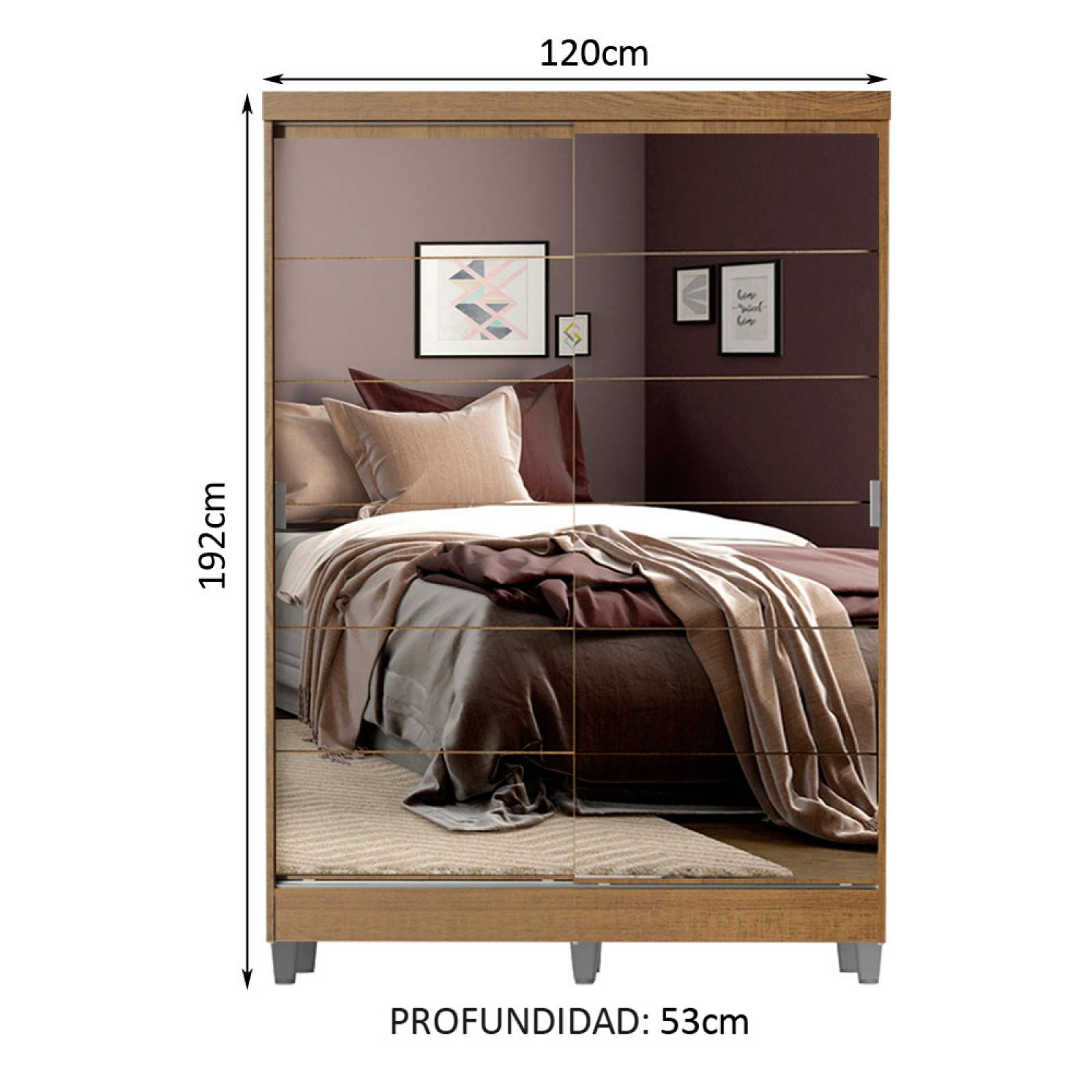 Ropero Luke Madesa 2 Puertas Correderas 2 con Espejo y Pies