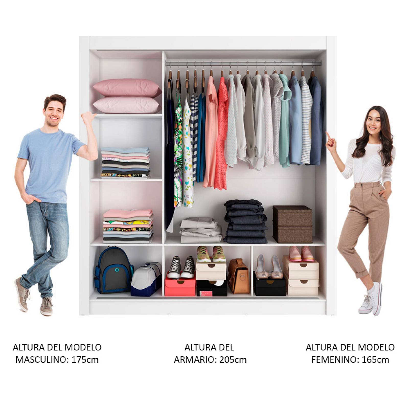 Ropero Madesa Monaco 3 Puertas Correderas 2 con Espejo