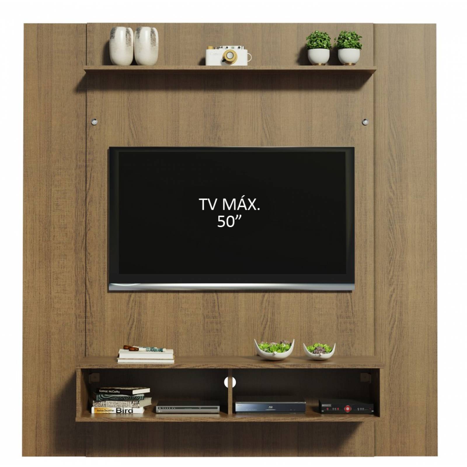 Panel para Tv hasta 50 Pulgadas Madesa Arizona con 1 Estante y 2 Nichos Marrón