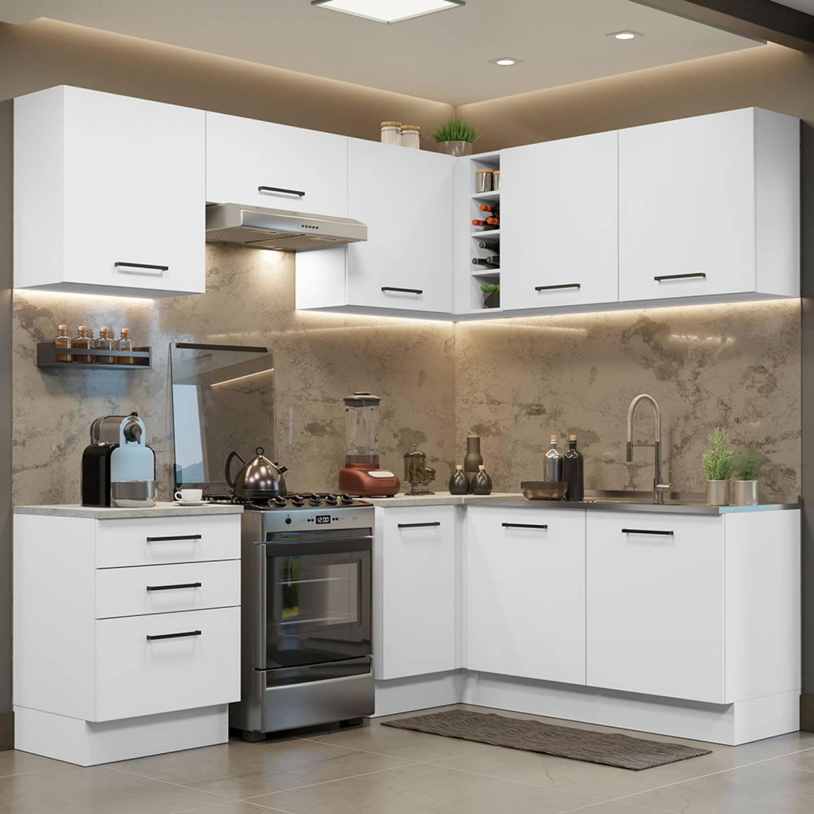 Mueble de Cocina Integral Esquinero 399cm Agata Madesa 02