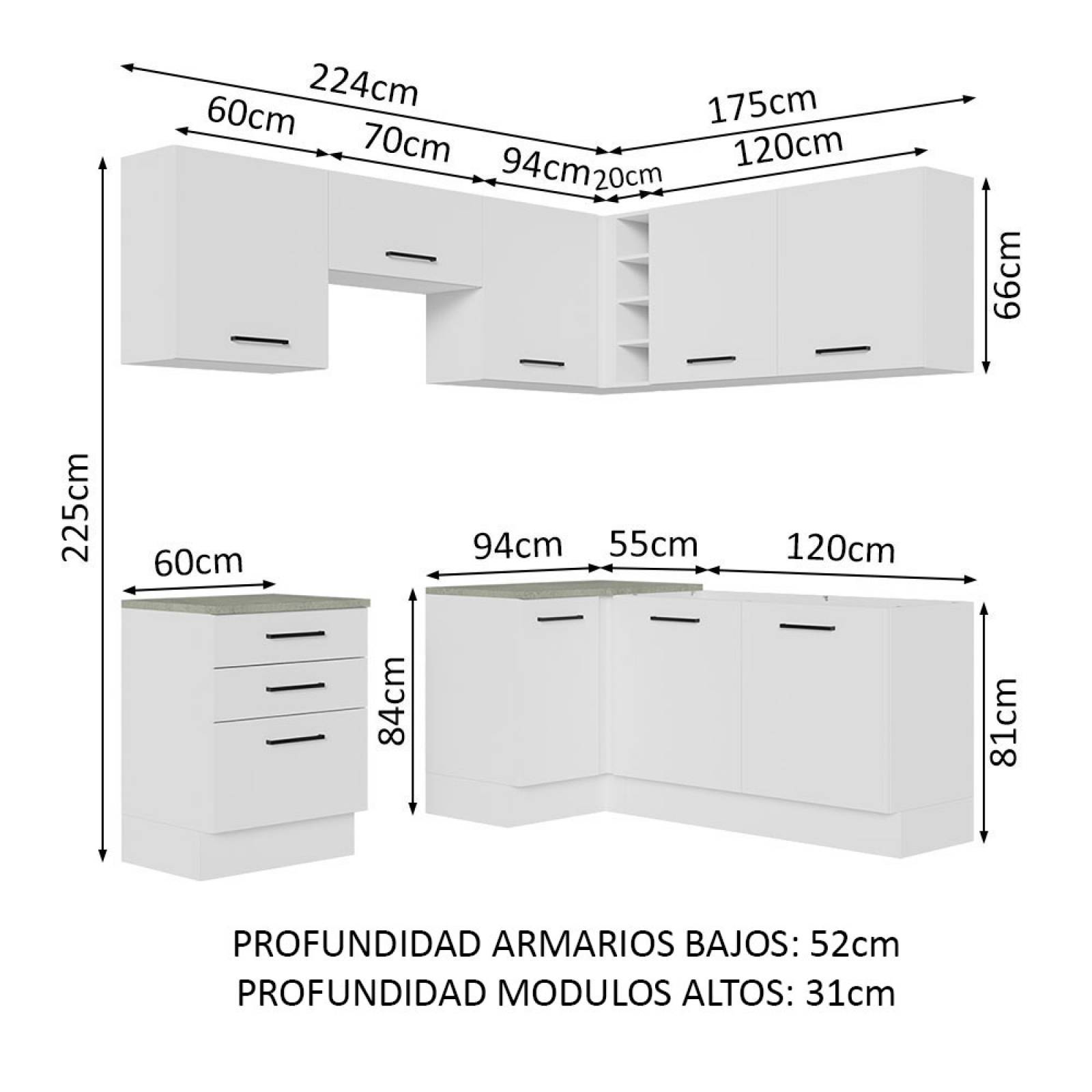 Mueble de Cocina Integral Esquinero 399cm Agata Madesa 02