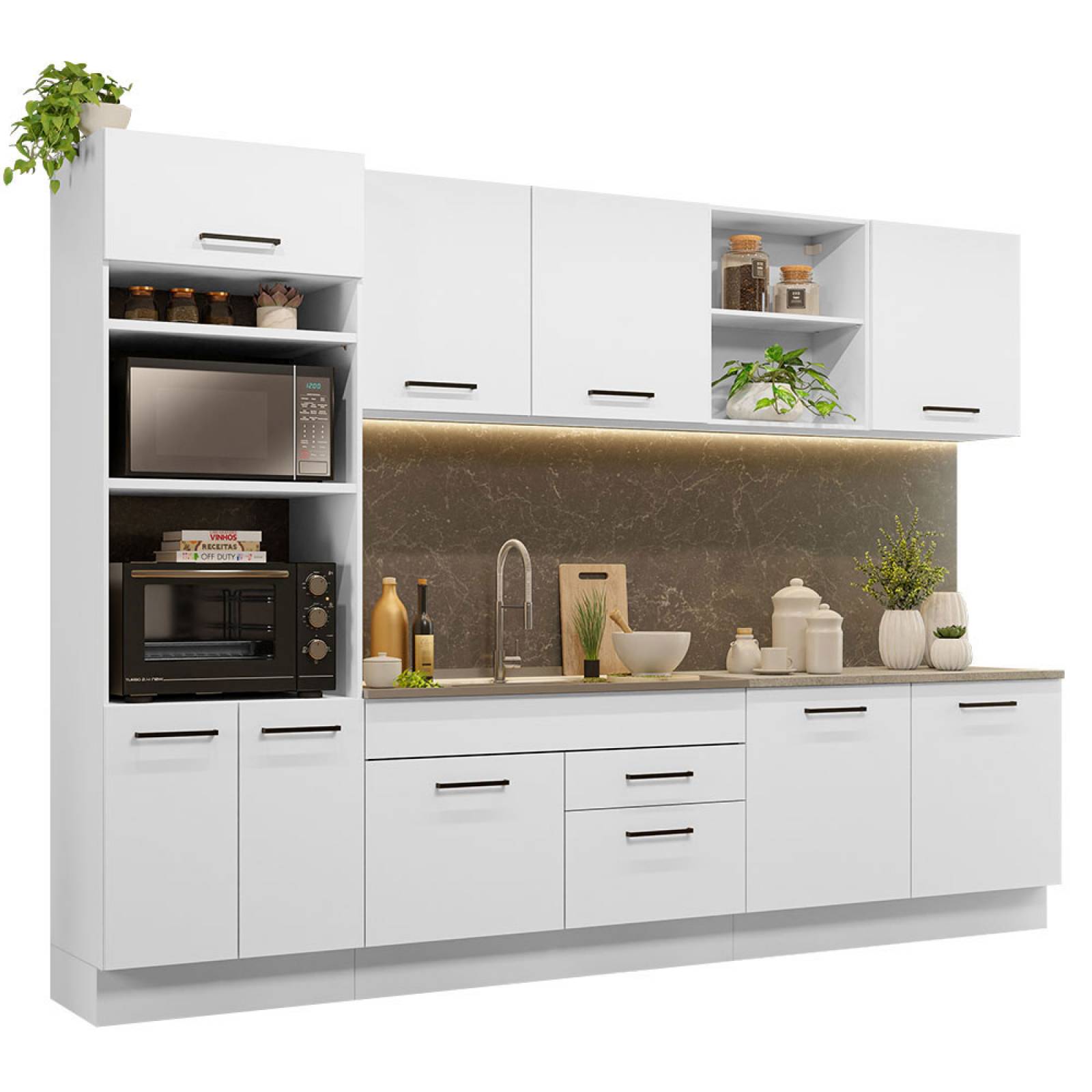 Mueble de Cocina Integral 310cm Agata Madesa 02 Blanco