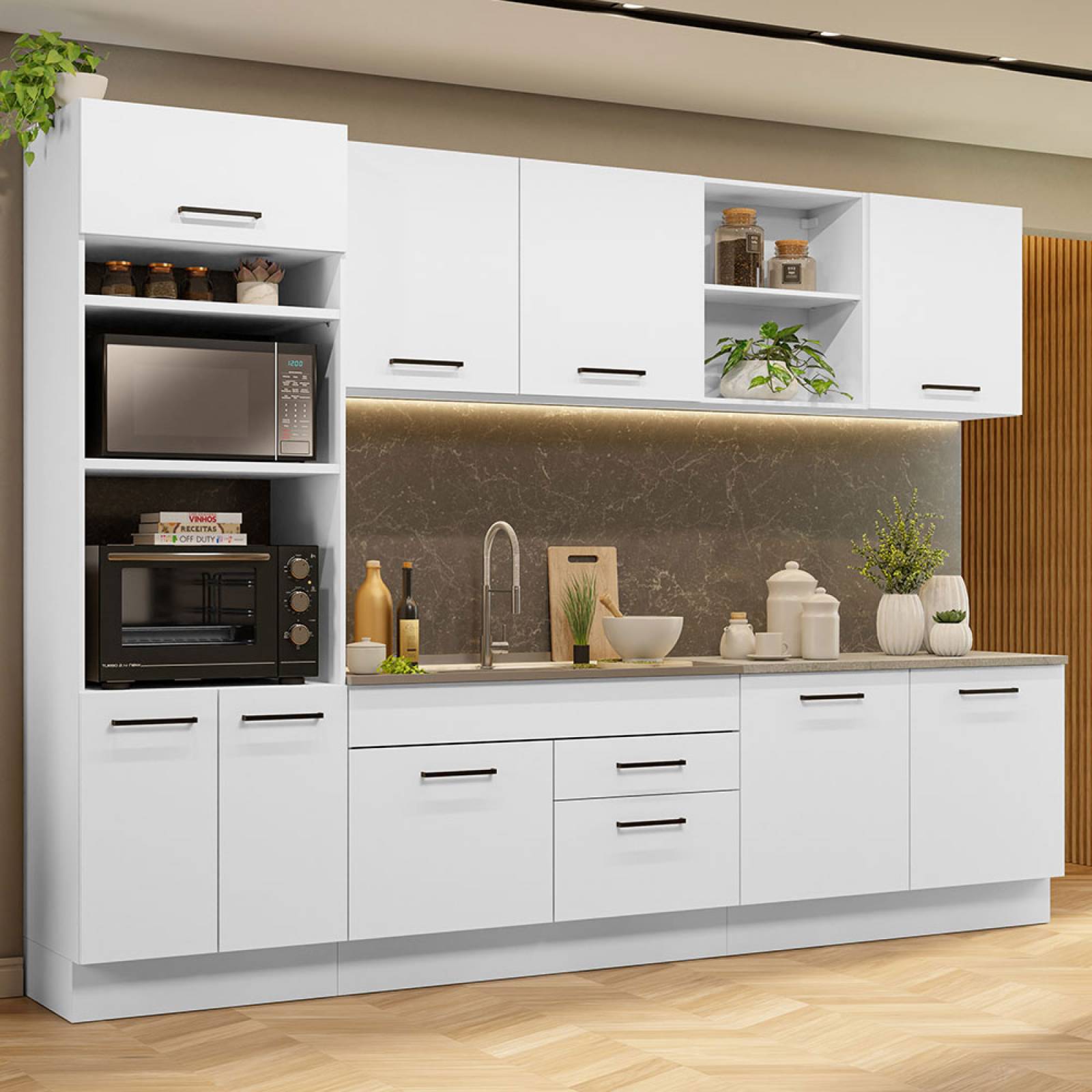 Mueble de Cocina Integral 310cm Agata Madesa 02 Blanco