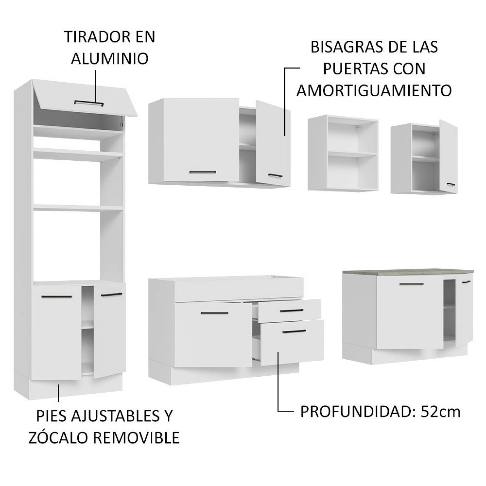 Mueble de Cocina Integral 310cm Agata Madesa 02 Blanco