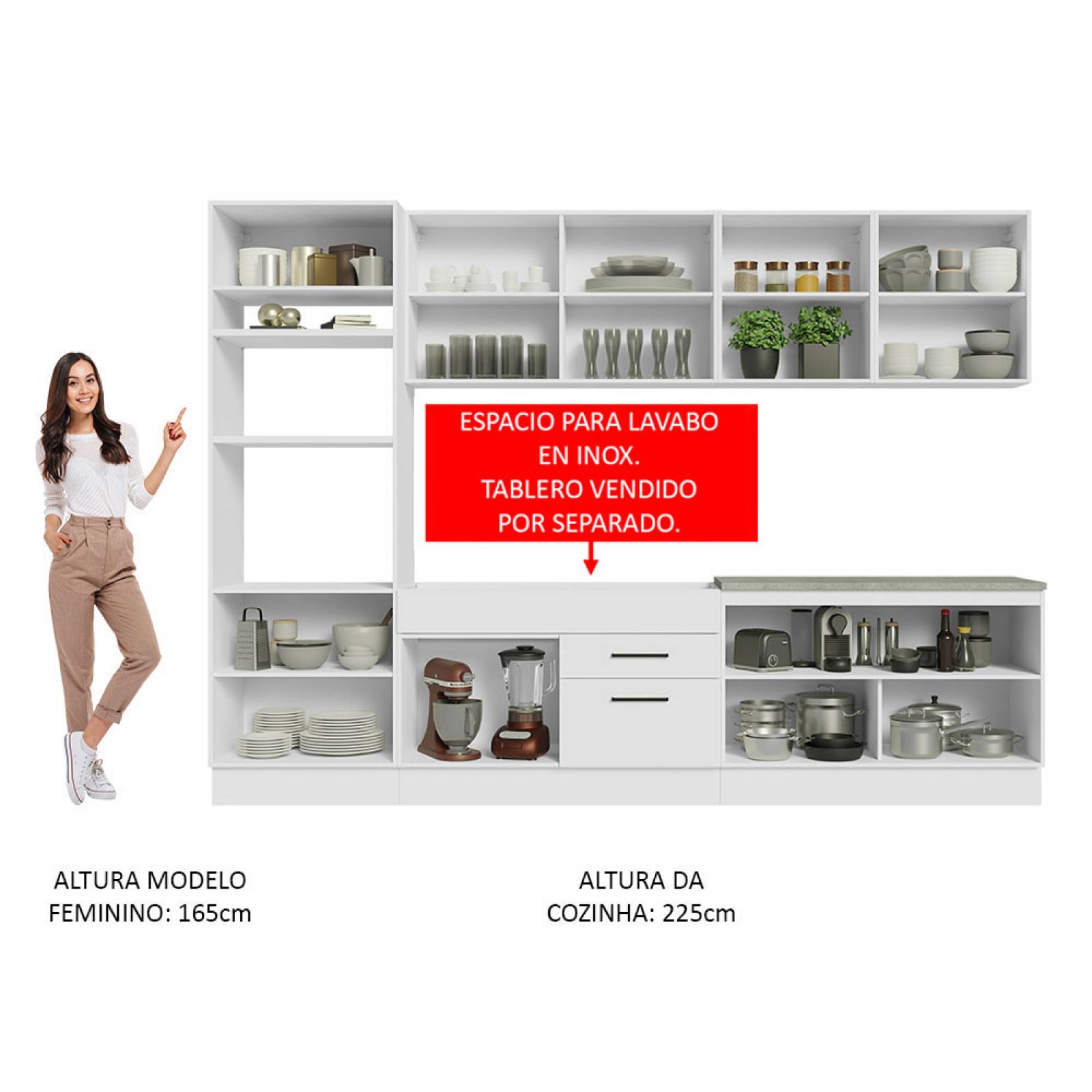 Mueble de Cocina Integral 310cm Agata Madesa 02 Blanco