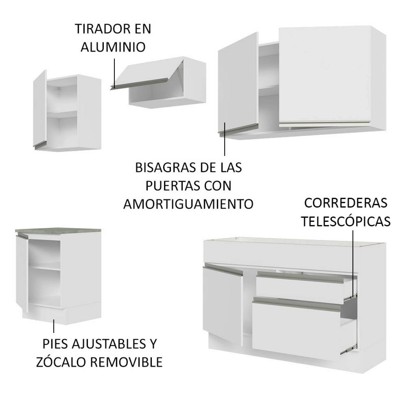 Genérico Muebles de Cocina Completa 180 y 240 cms Color Blanco Brillo  ref-47 : .es: Hogar y cocina