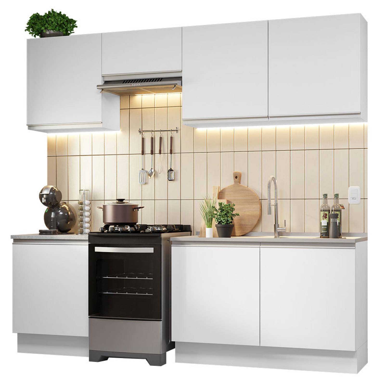 Mueble de Cocina Integral 240 cm Blanco Glamy Madesa 09