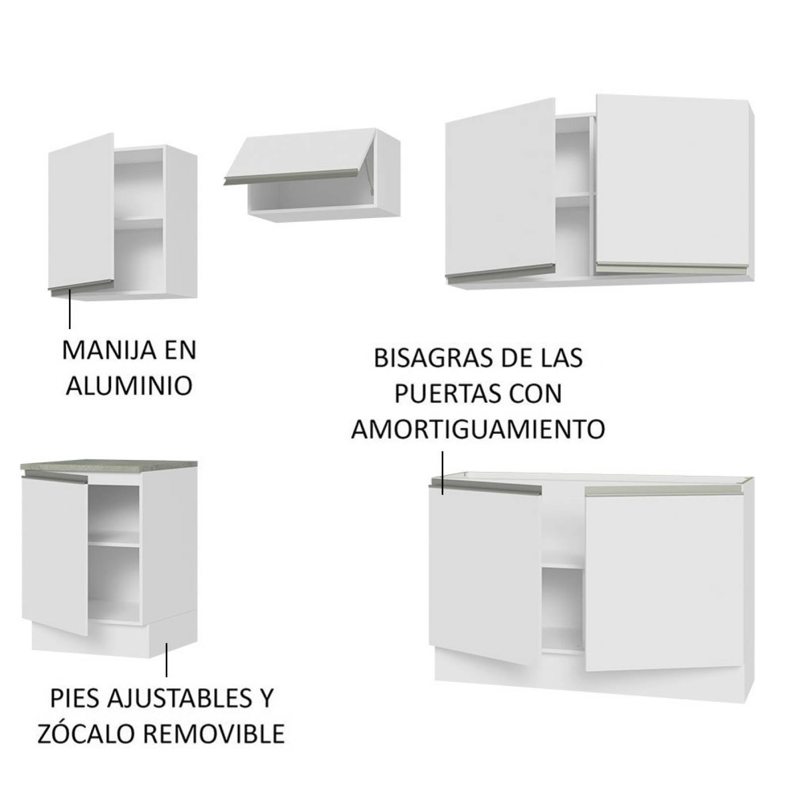 Mueble de Cocina Integral 240 cm Blanco Glamy Madesa 09