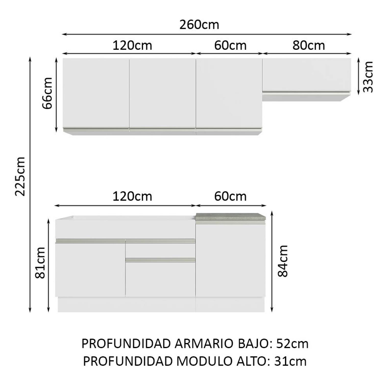 Mueble de Cocina Integral Madesa Glamy 260cm 03