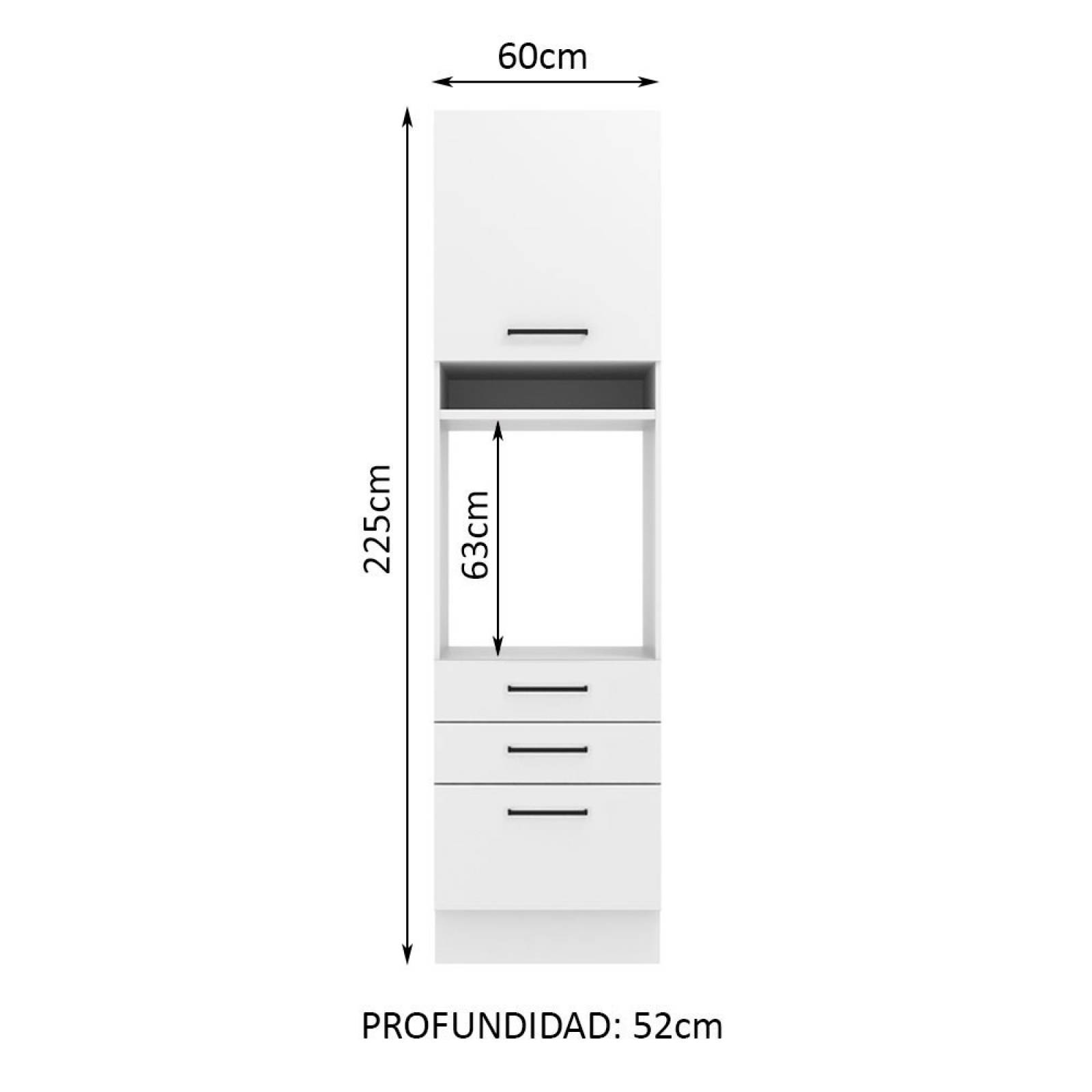 Mueble para Horno y Microondas Madesa Agata 60 cm 1 Puerta 3 Cajones Blanco