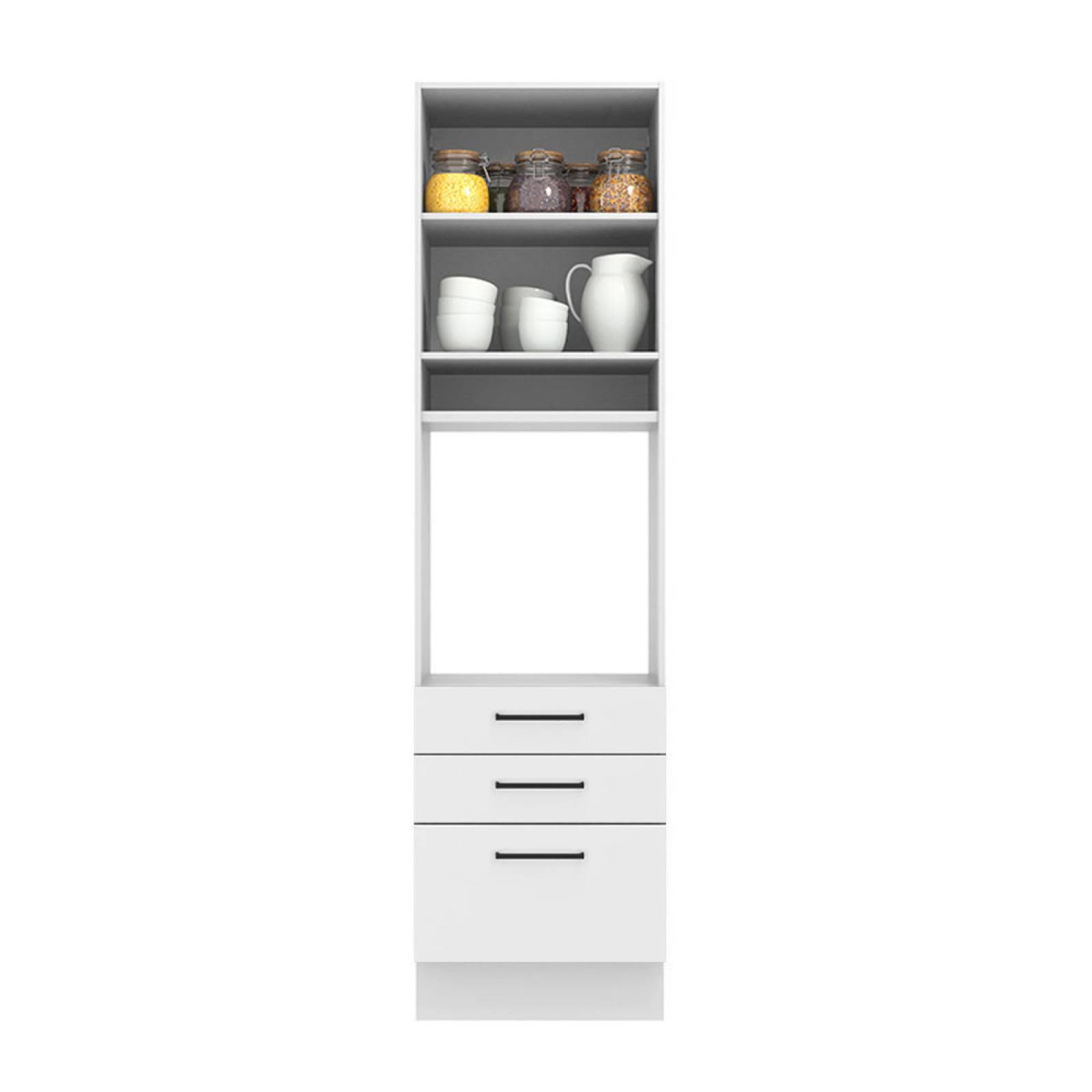 Mueble para Horno y Microondas Madesa Agata 60 cm 1 Puerta 3 Cajones Blanco