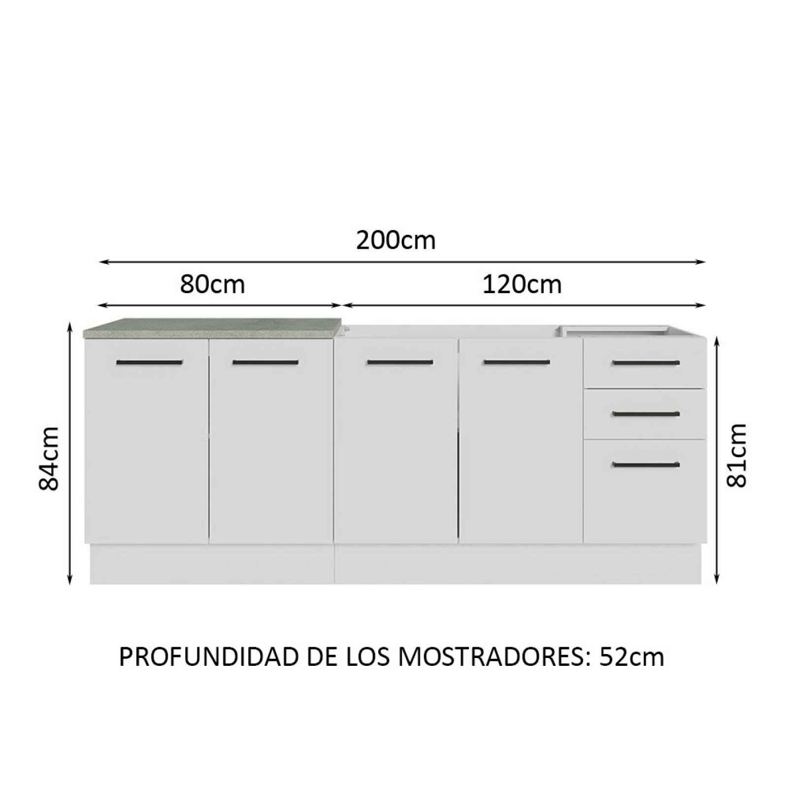 Kit 2 Muebles Cocina Madesa Agata (Sin Tablero y Fregadero)