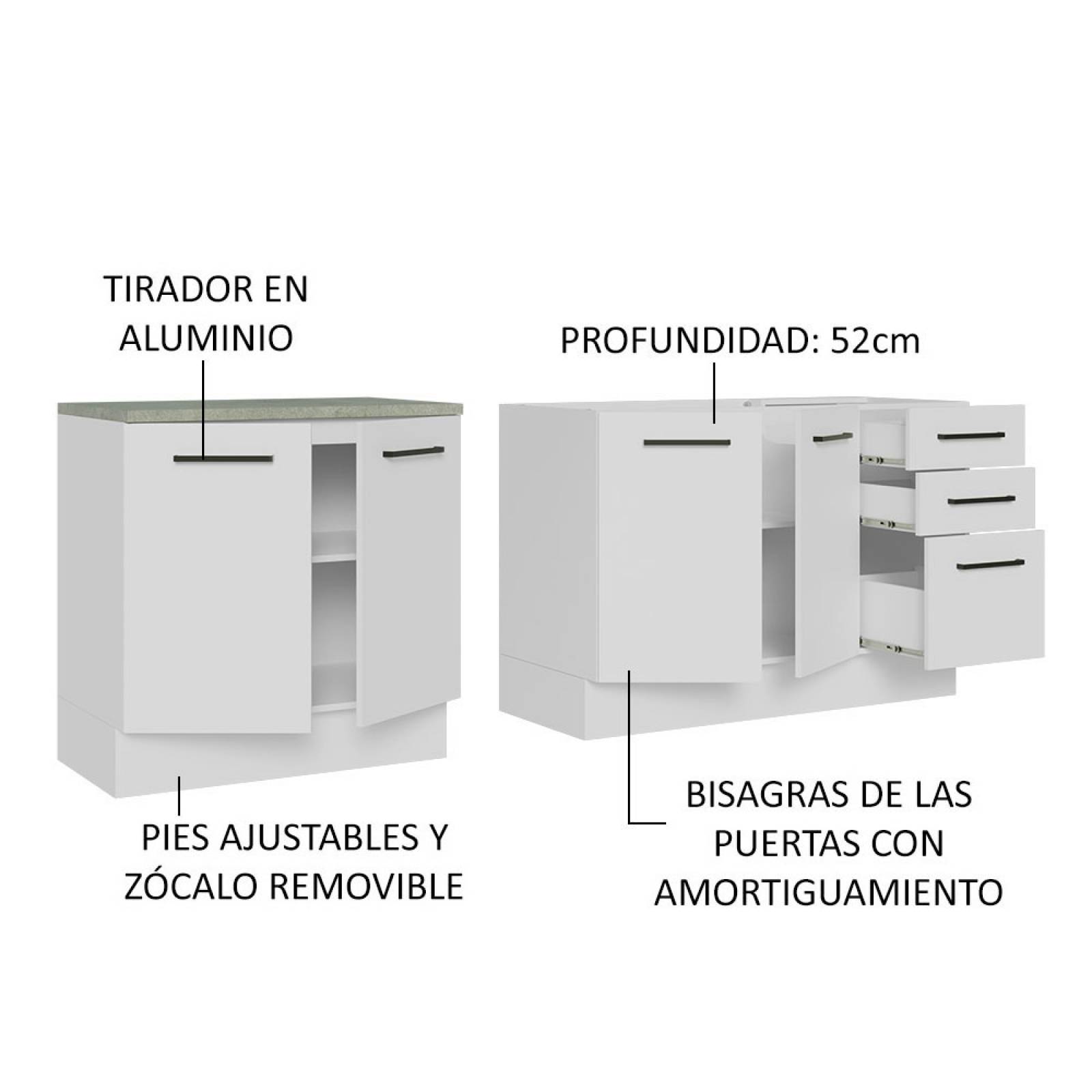 Kit 2 Muebles Cocina Madesa Agata (Sin Tablero y Fregadero)