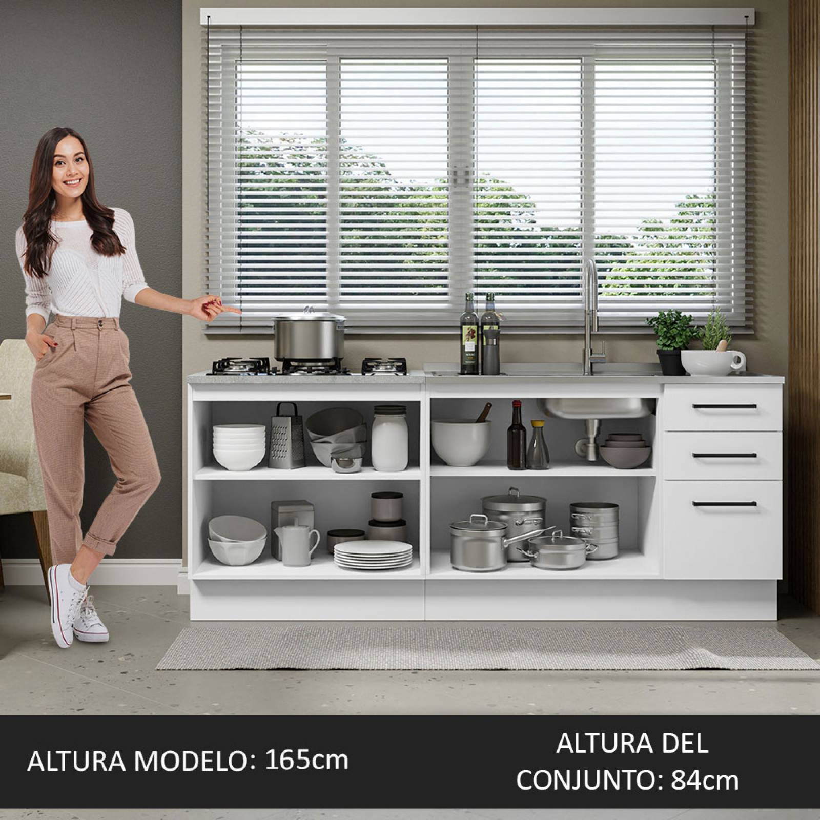 Kit 2 Muebles Cocina Madesa Agata (Sin Tablero y Fregadero)