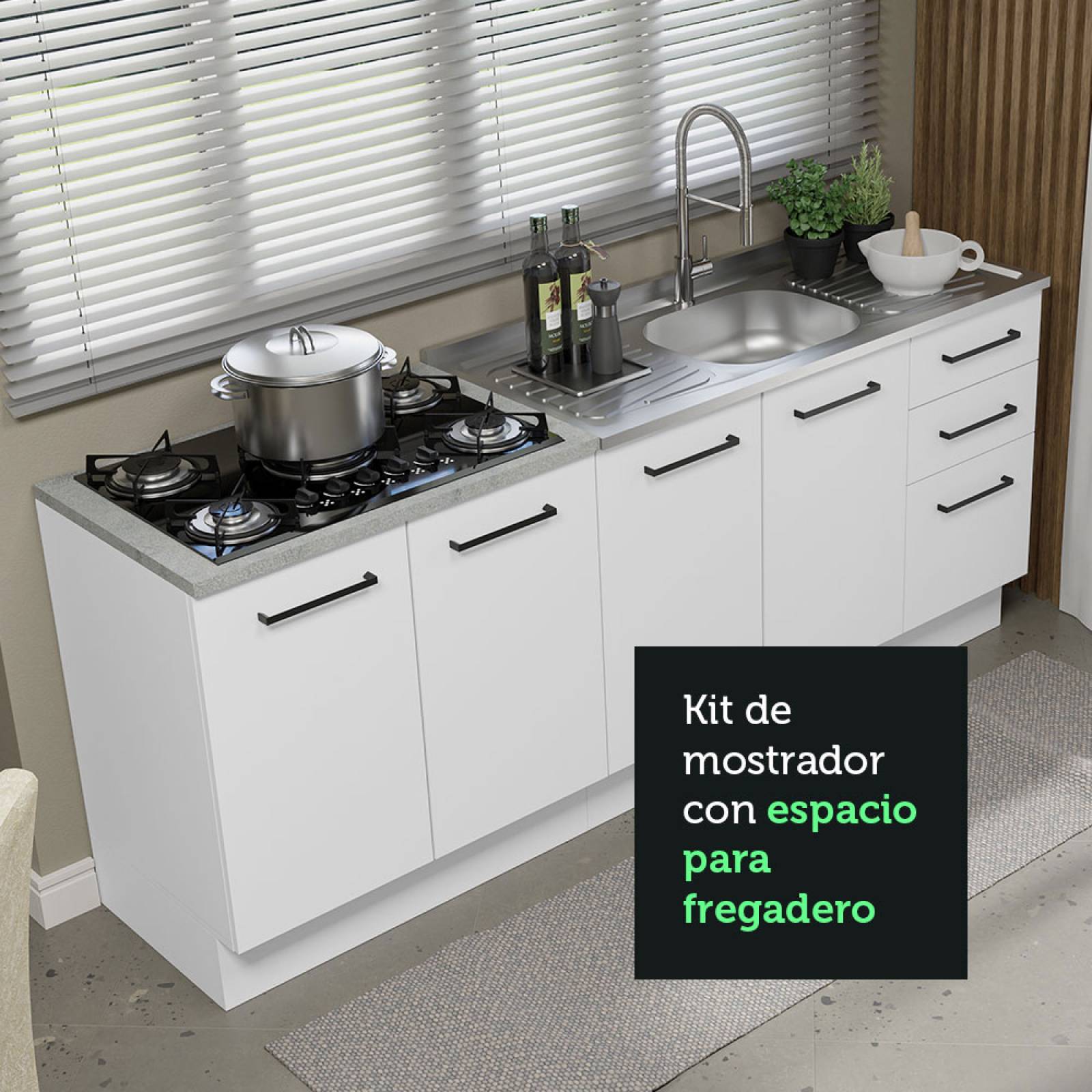 Kit 2 Muebles Cocina Madesa Agata (Sin Tablero y Fregadero)