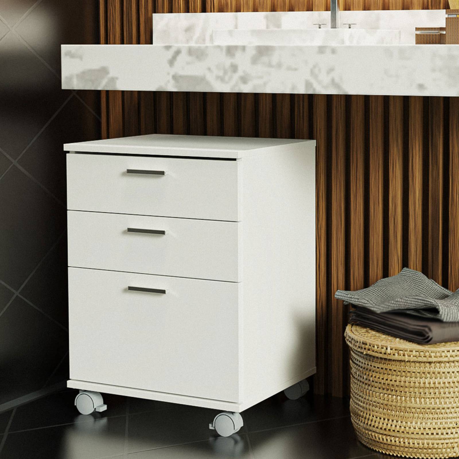 Cajonera para Baño Blanco con 3 Cajones y Ruedas Madesa