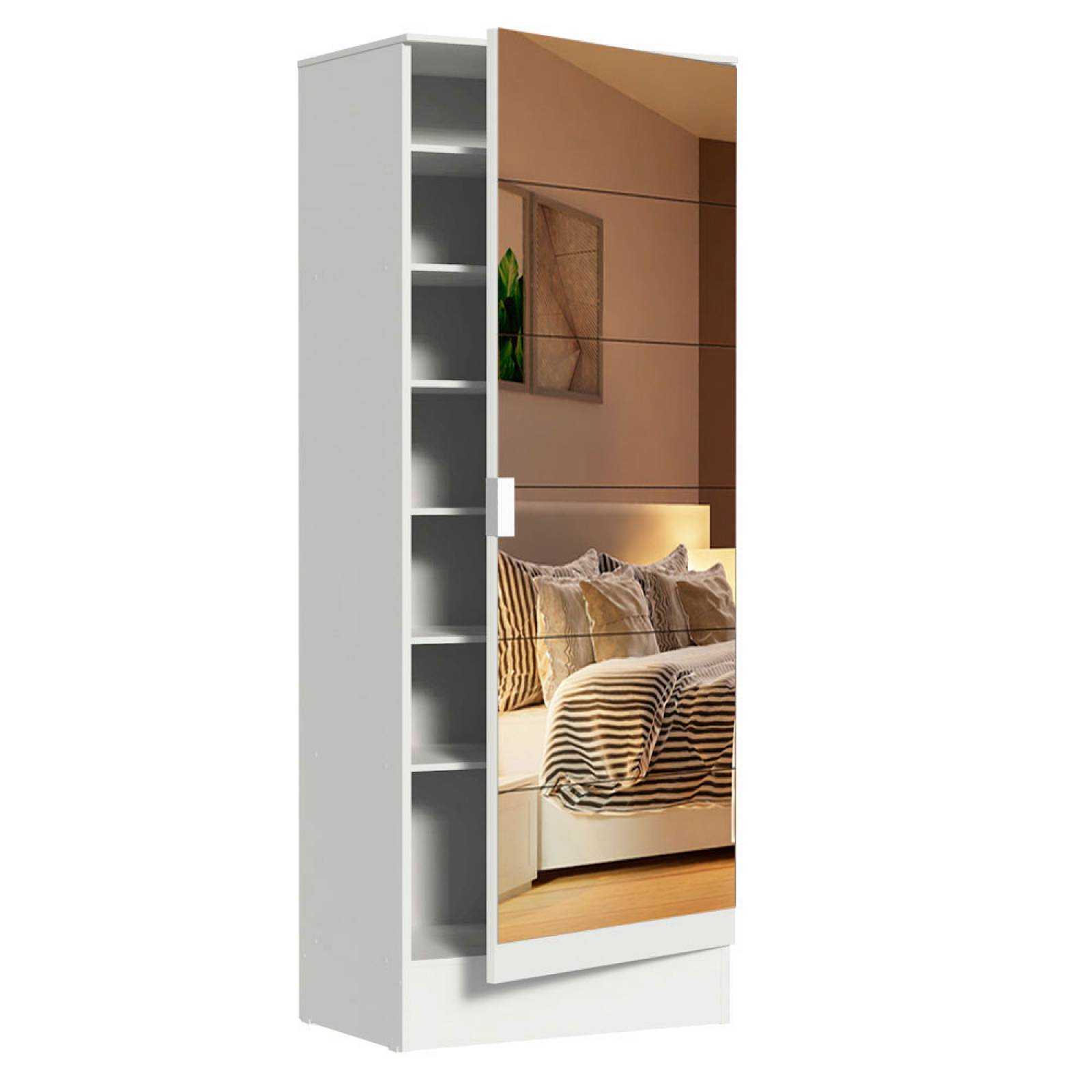 Zapatera Madesa Isis 1 Puerta con Espejo Blanco