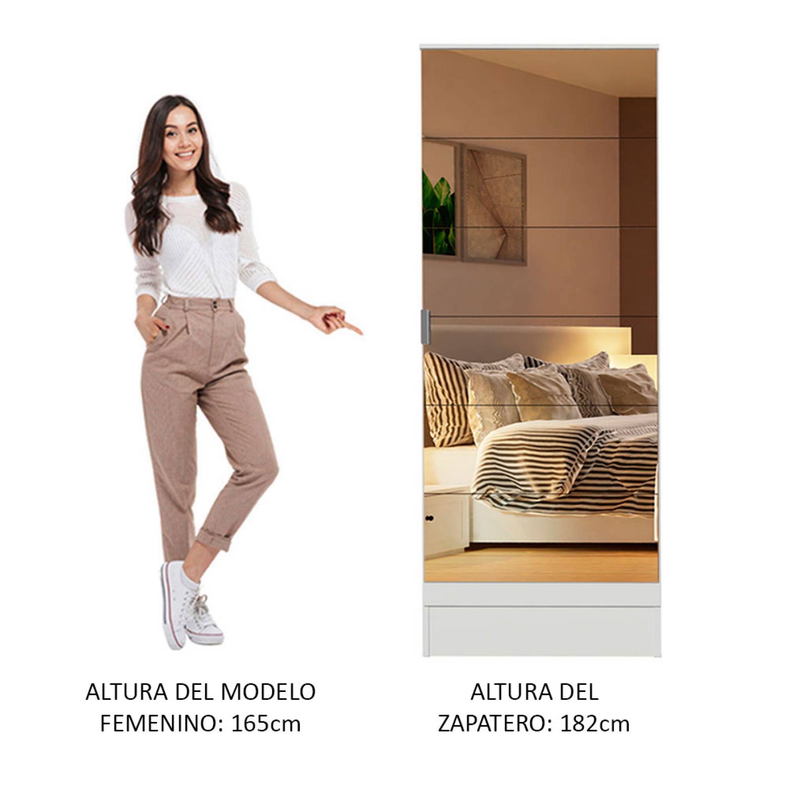 Zapatera Madesa Isis 1 Puerta con Espejo Blanco