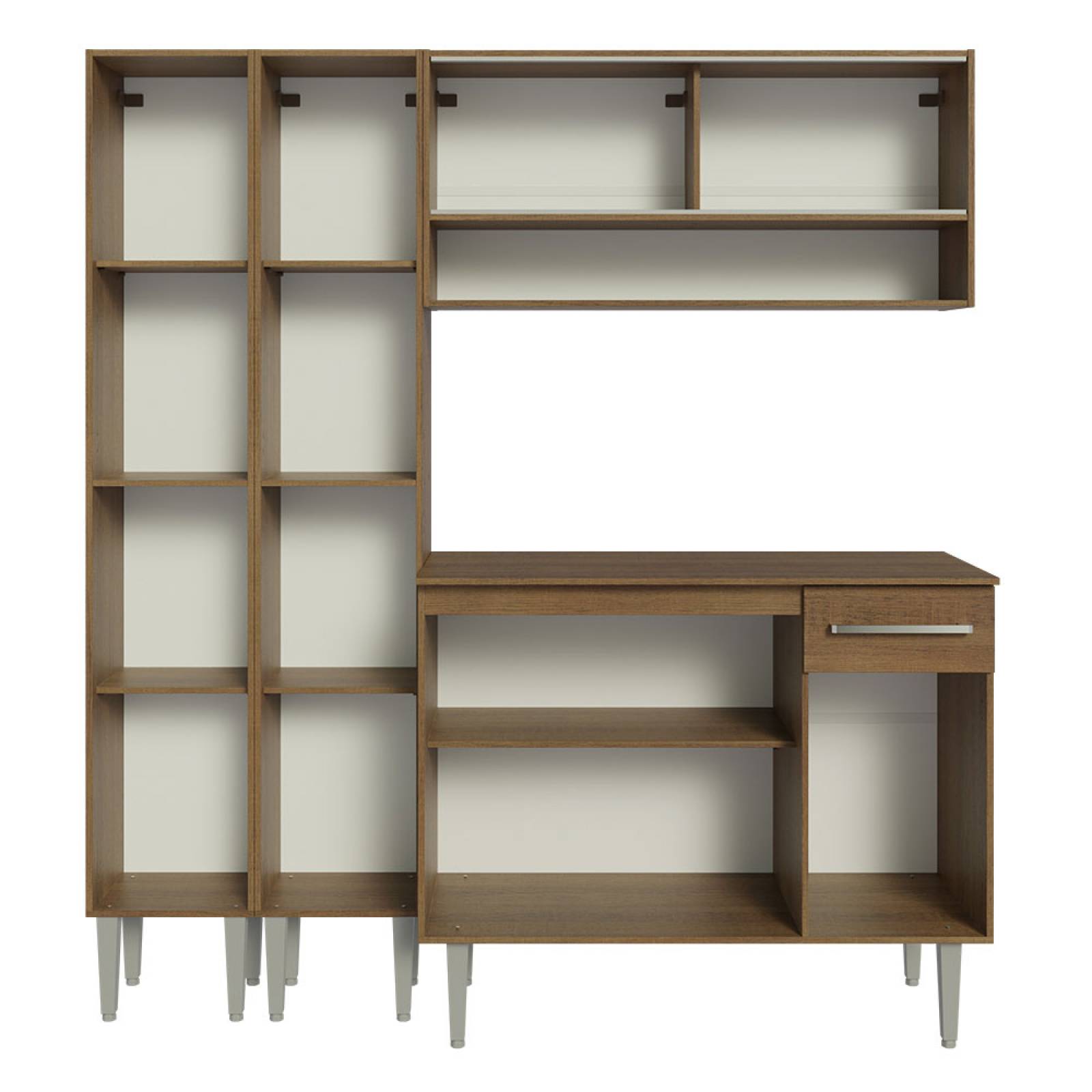 Mueble de Cocina Compacta 169cm Sin Mesón De Acero Marrón Emilly Madesa 13.