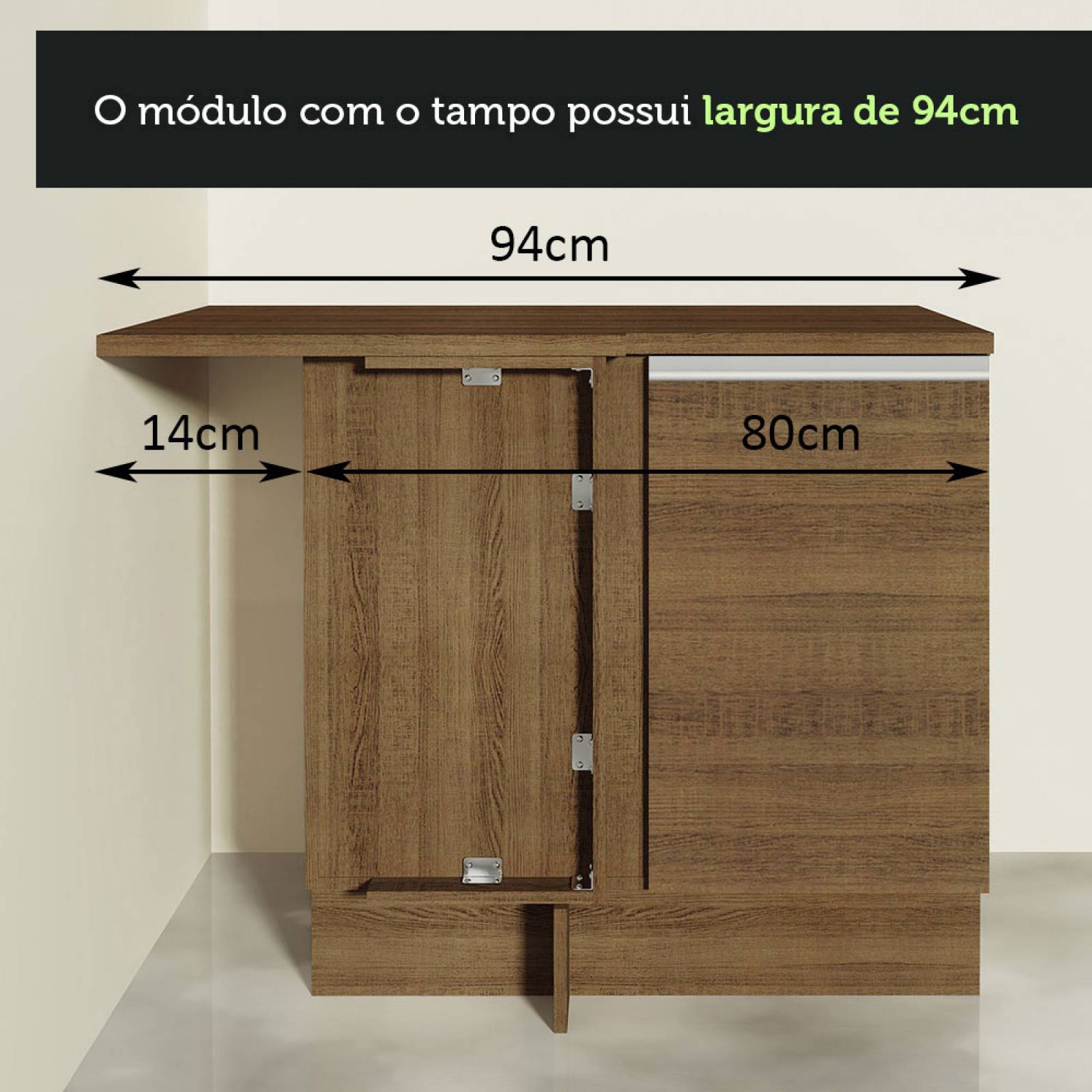 Mueble Inferior de Cocina Esquinero Madesa Glamy 1 Puerta Marron.