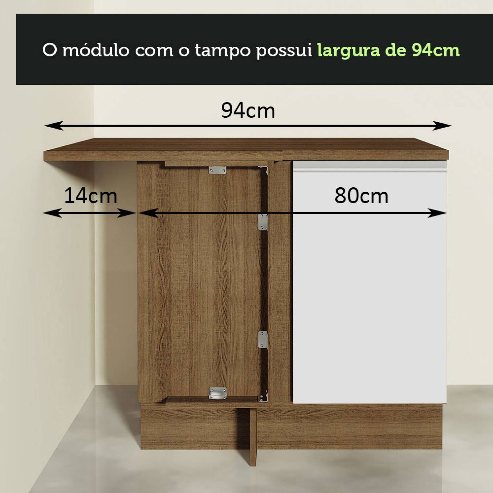 Mueble Inferior de Cocina Esquinero Madesa Glamy 1 Puerta.