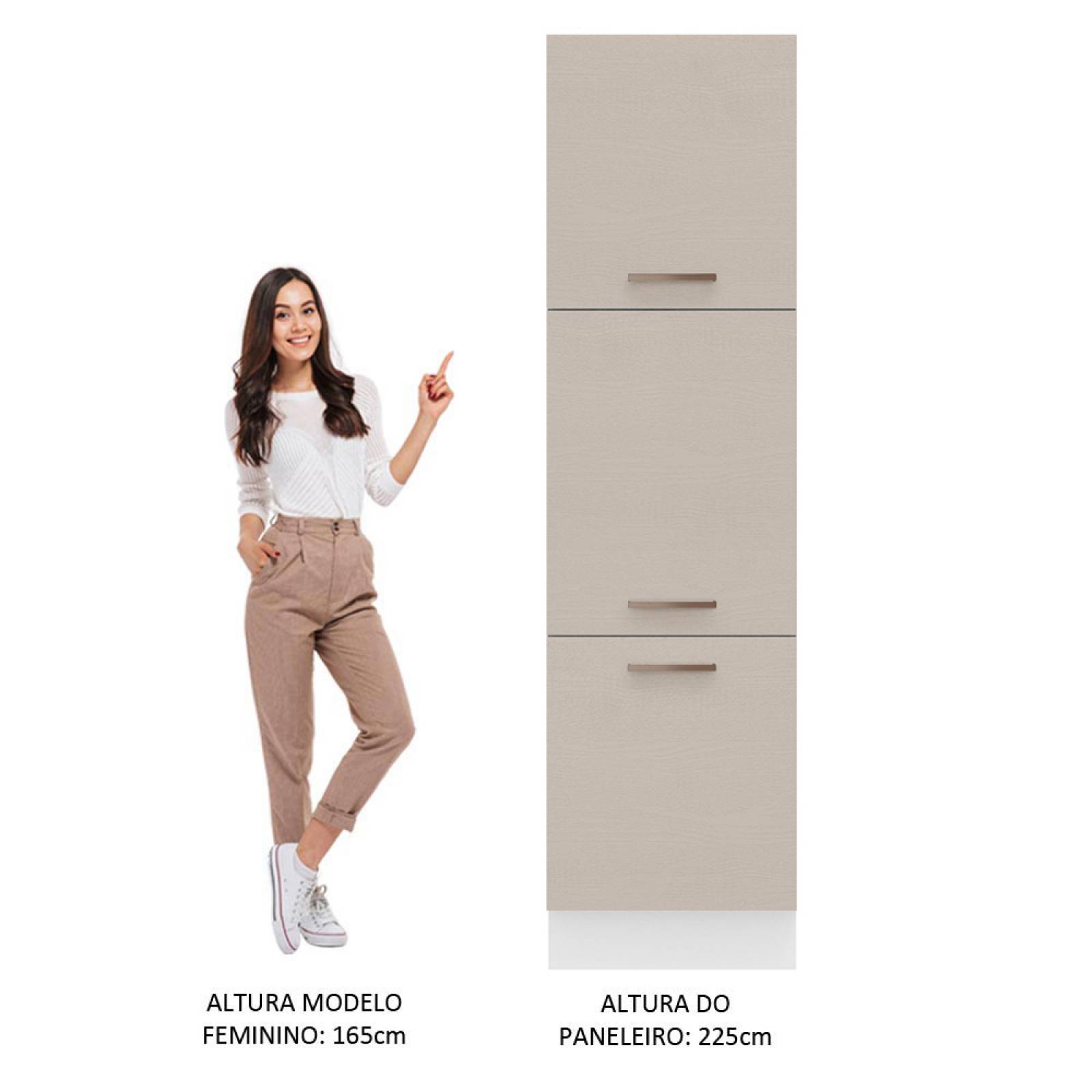 Mueble de Cocina Organizador 60 cm 3 Puertas Blanco/Crema Agata Madesa.