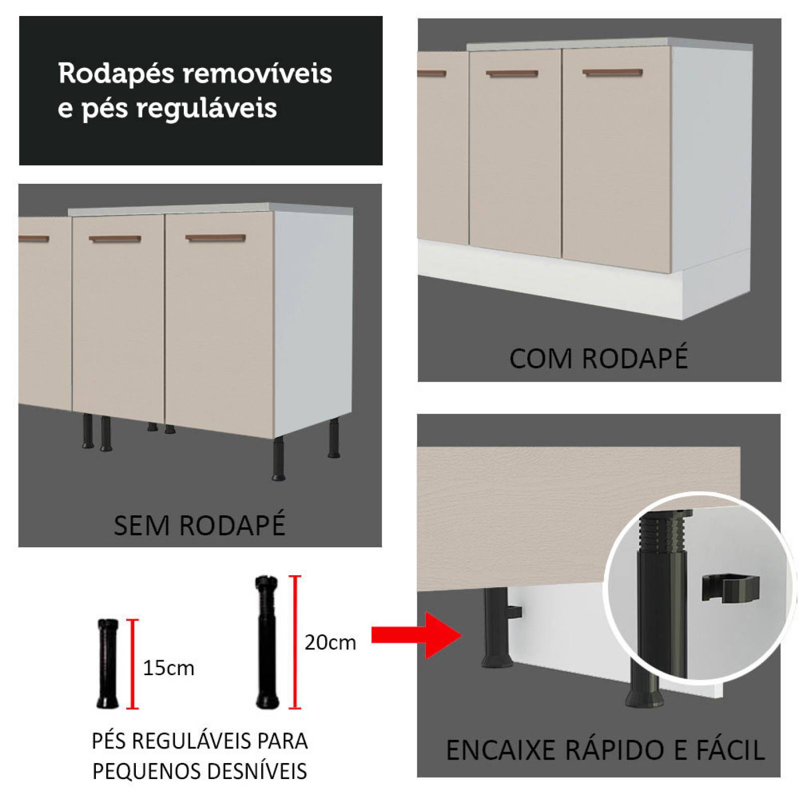 Mueble de Cocina Organizador 60 cm 3 Puertas Blanco/Crema Agata Madesa.