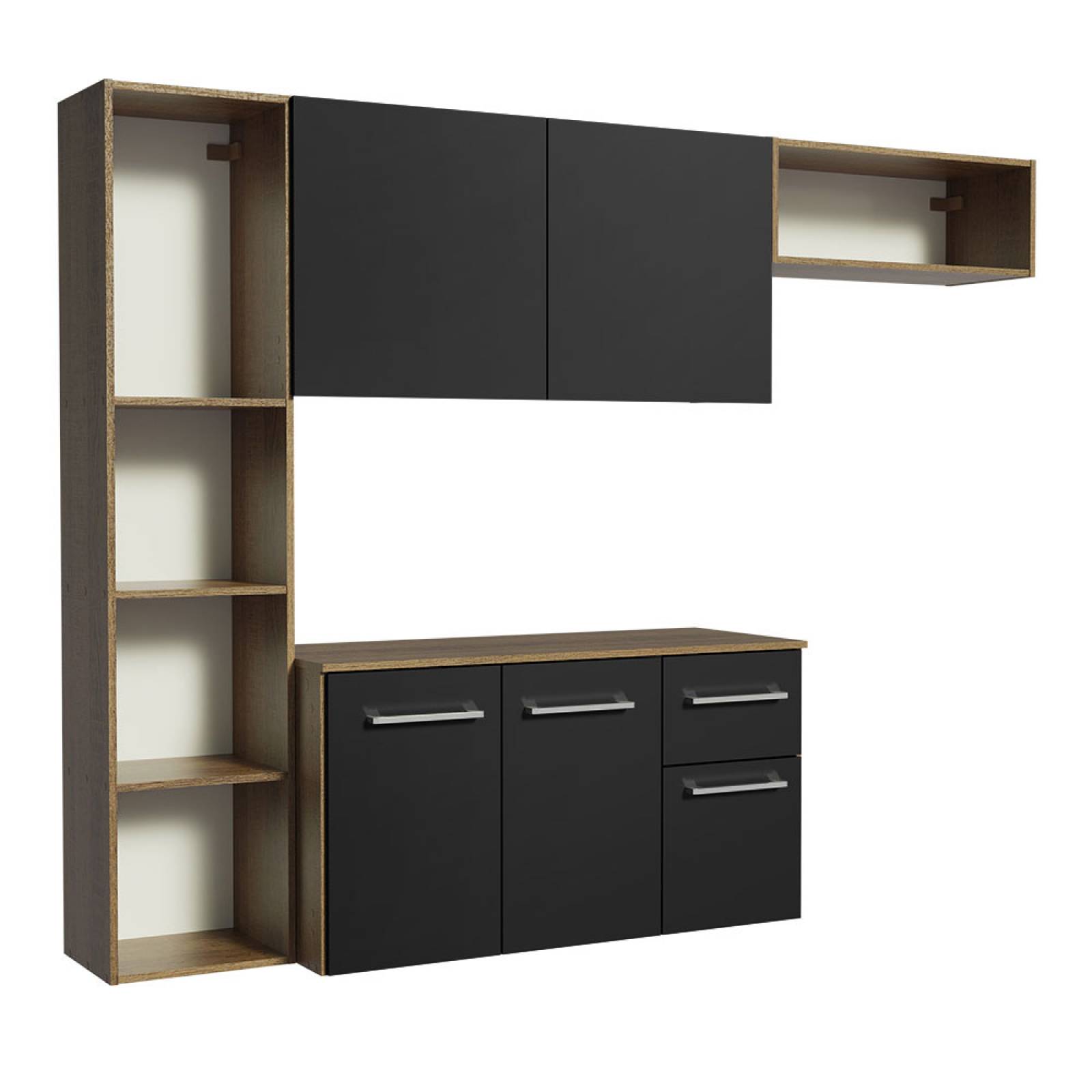 Mueble de Cocina Compacto 180cm Marron/Negro Easy Madesa.